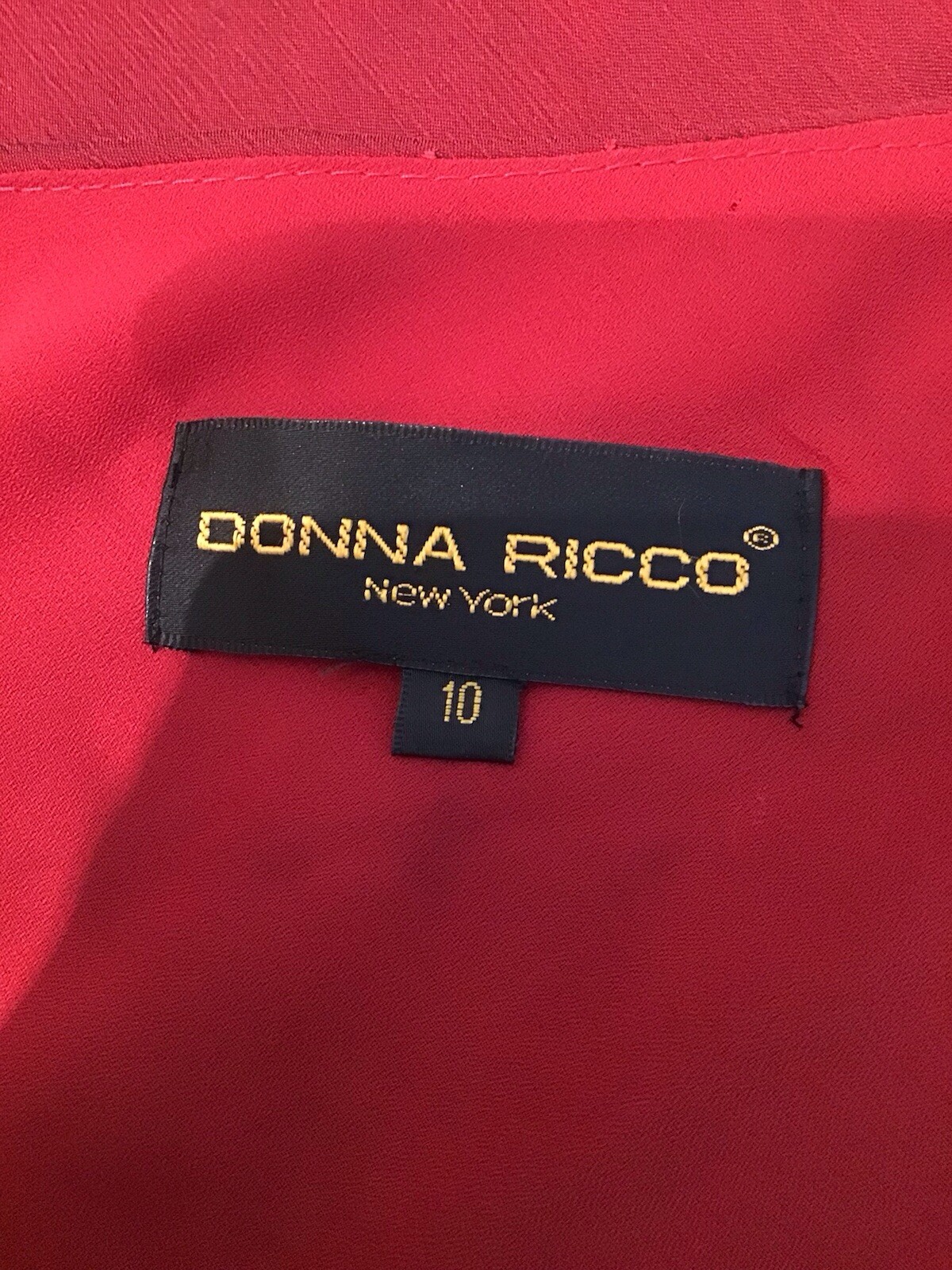 Vintage Donna Ricco Red Chiffon Faux Wrap Dress Size 10 Lined