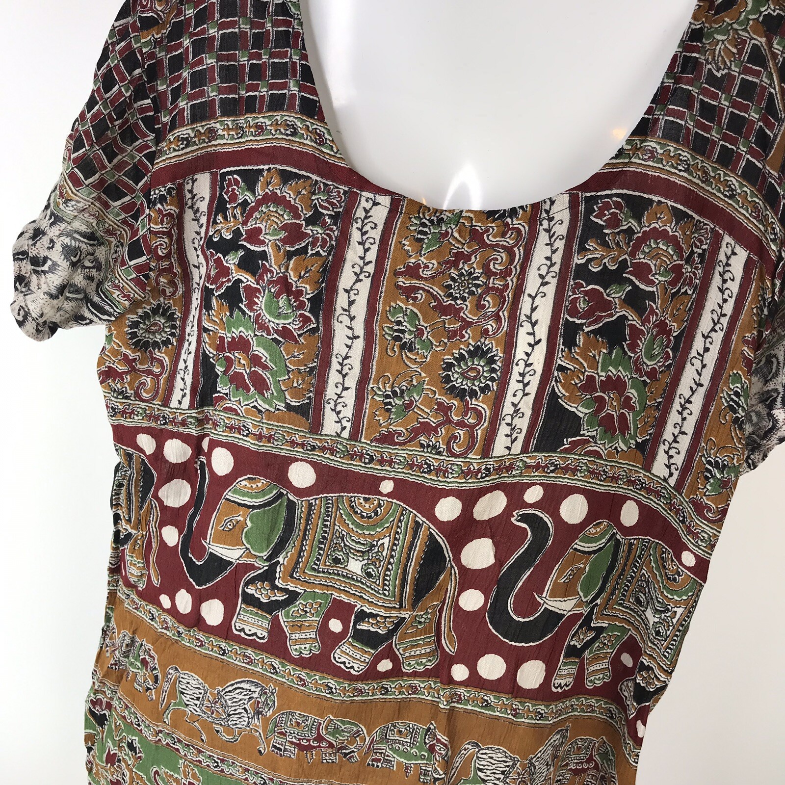 VTG Blouse 90s Sky Lark Collection NOS Ethnic tribal Animal Elephant XL boho top