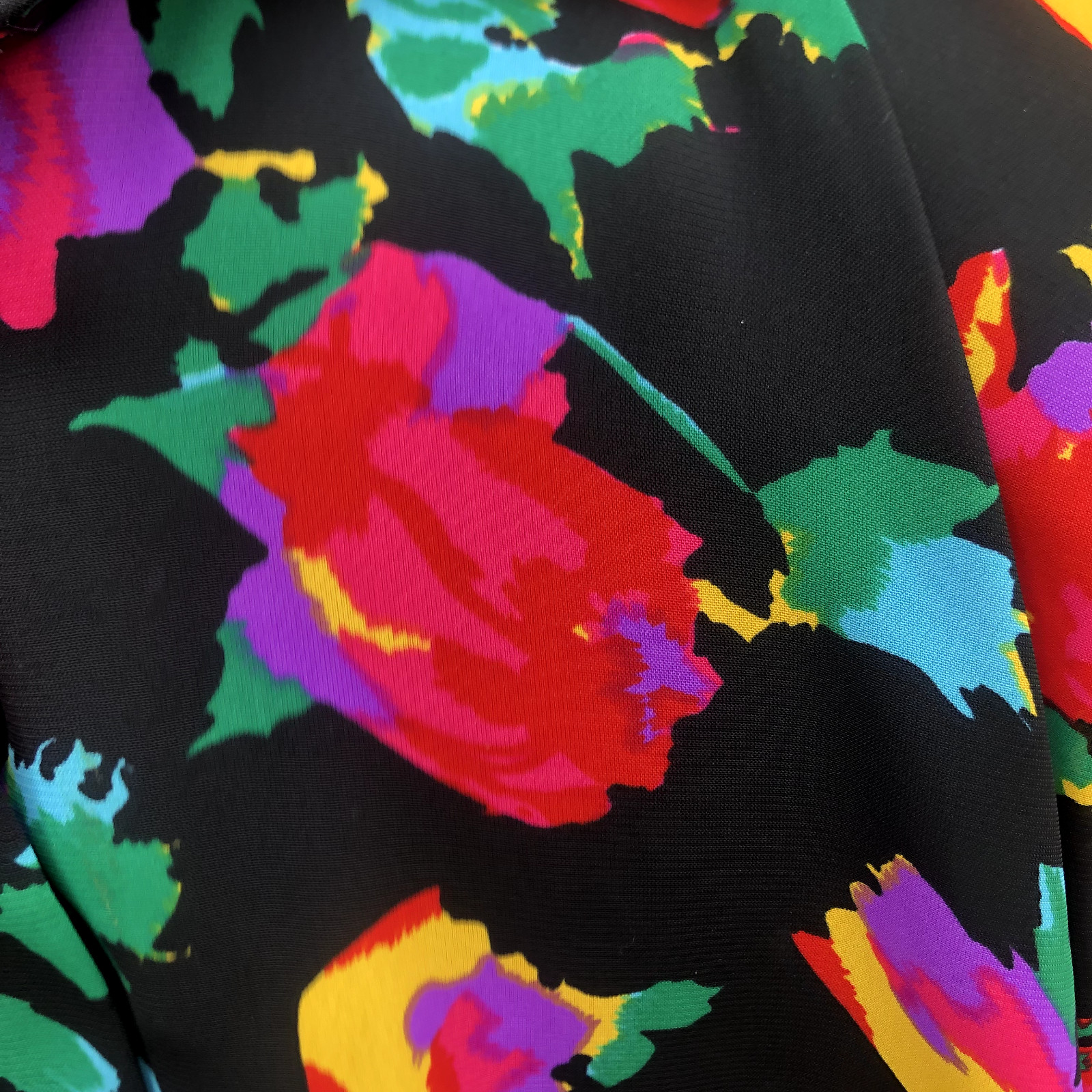 Toffs Artistic Floral Button Up Shoulder Pads 1980’s Vintage Made In USA