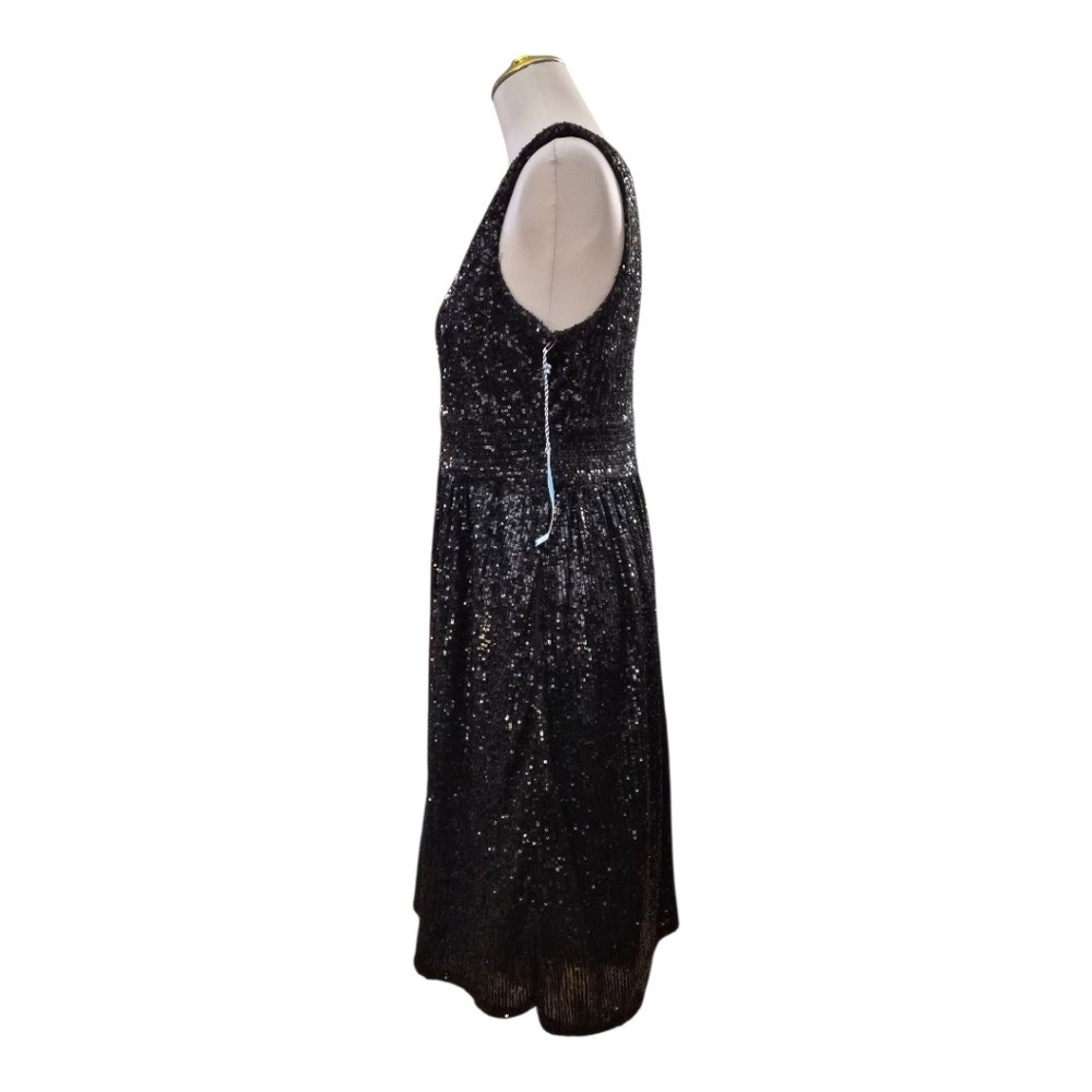 Draper James RSVP Sequin Dress Women’s 10 Black Sleeveless V-Neck Cocktail Nwt