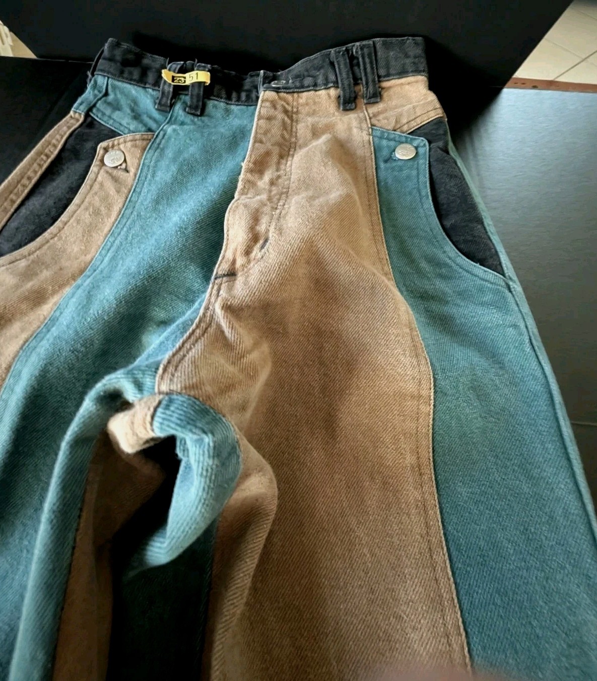 Vintage USA 80’s-90’s Panhandle Slim Colorblock Denim Jeans 100% Cotton RARE!!
