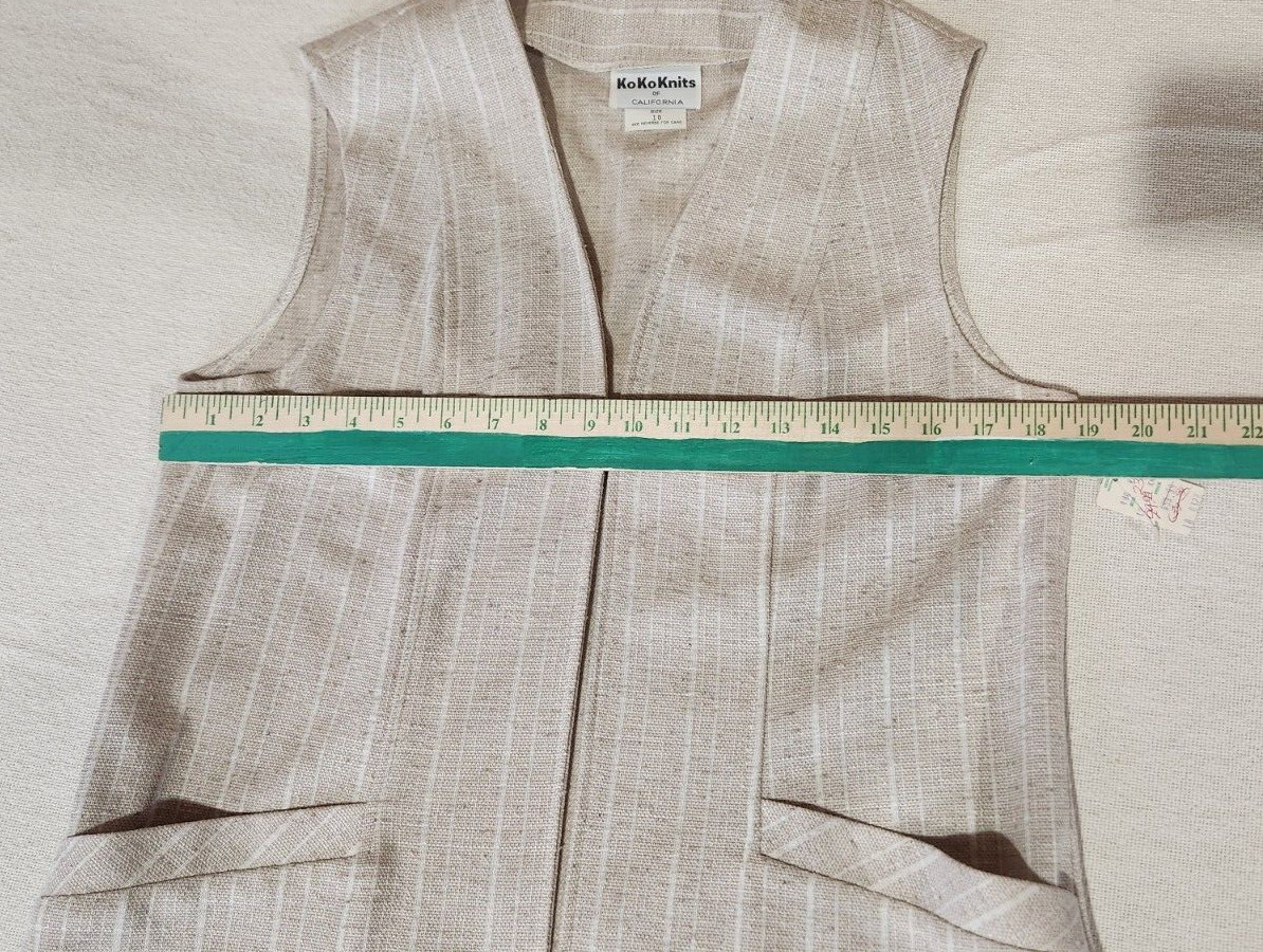 VTG 70s Pinstripe Pantsuit Open Front Sleeveless Vest Pockets SZ 10 Knitwear