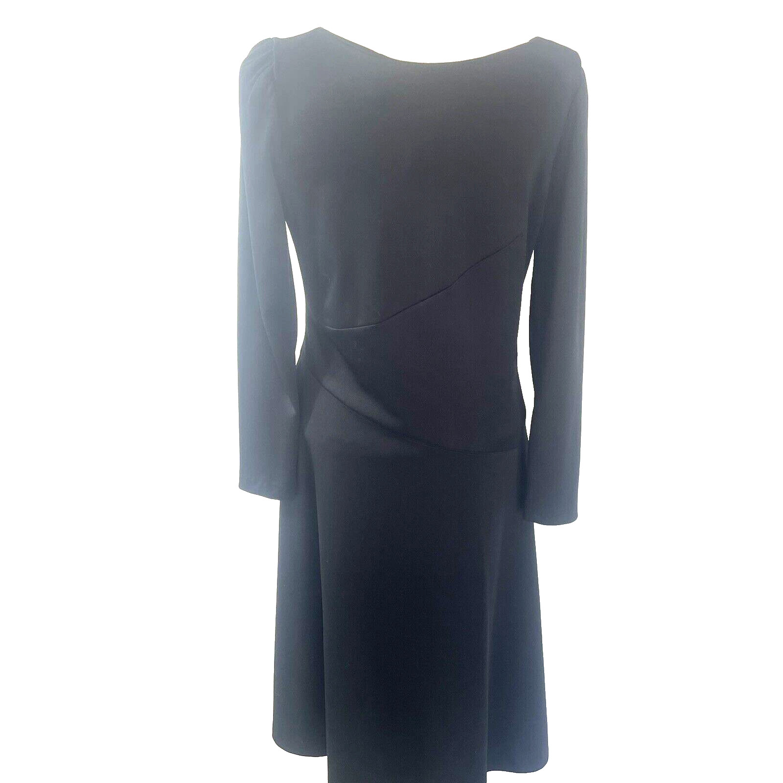 VTG N.R. 1 Ned Gould Black Knit Fit & Flare Dress Sz 14 Long Sleeve Midi USA