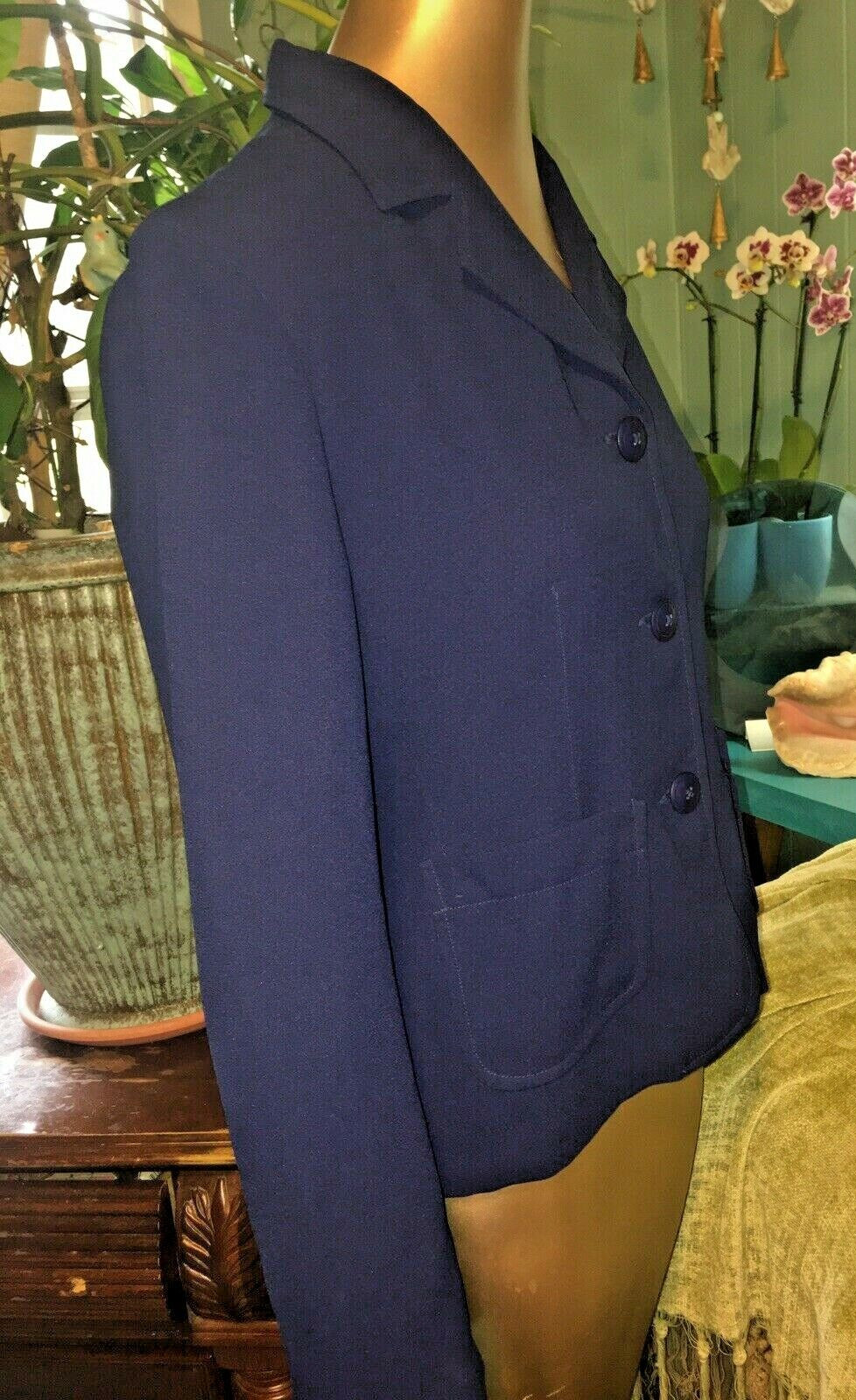 VTG 90s ESPRIT !! BLAZER JACKET TIMELESS! Blue Boho Retro Preppy Nice! S