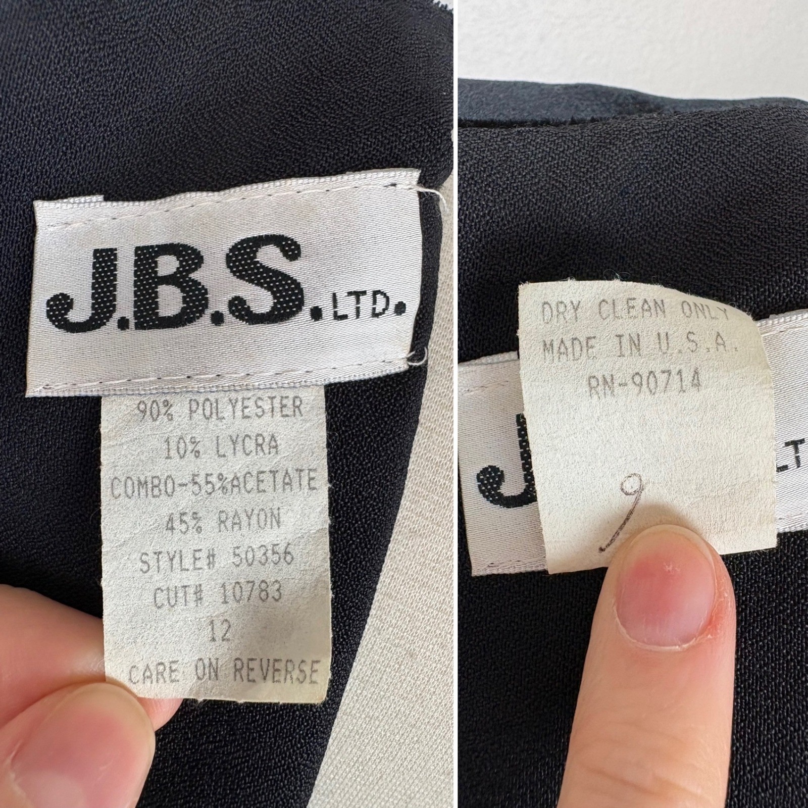 J.B.S. Ltd Vintage Velvet Midi Dress with Beaded Faux Vest Sz 12 Modest 80s 90s