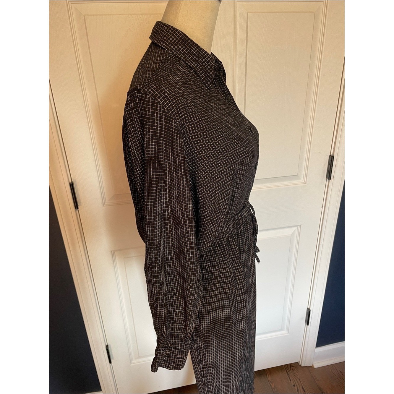 Vintage Jones NY Black & White Checked Button-Up Matching Set Elastic Waist Pant