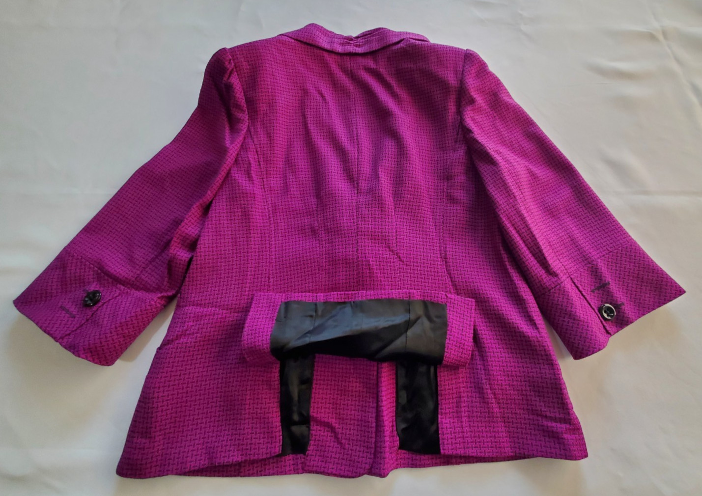 Mary Kay by Lion Uniform Group Purple Black Tweed Wool Blend Blazer 16 Reg *