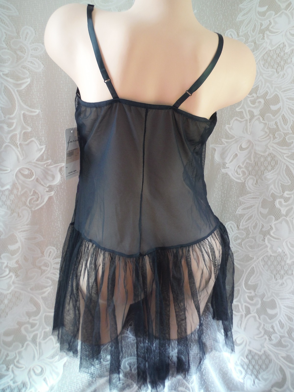 VTG FARIS NWT Sheer Baby Doll Feathers Tulle Skirt Amazing & Rare! 2X Runs Small