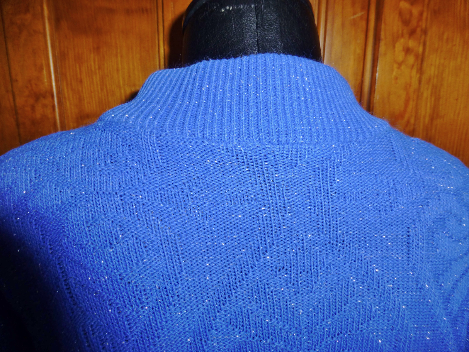 Vtg 80s Lurex Metallic Silver Shimmer Knit Blue Kawaii Retro SWEATER Pullover L