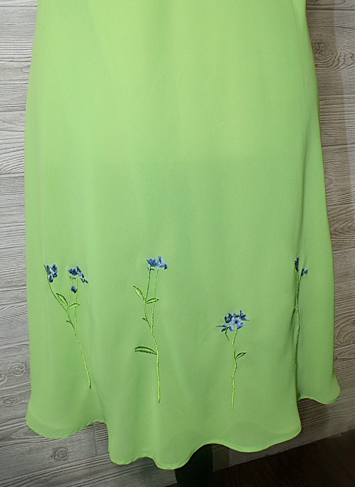 Vtg Slip Dress XL 2 pc Peignoir Chartreuse Purple Floral Embroidered Fairy Y2k