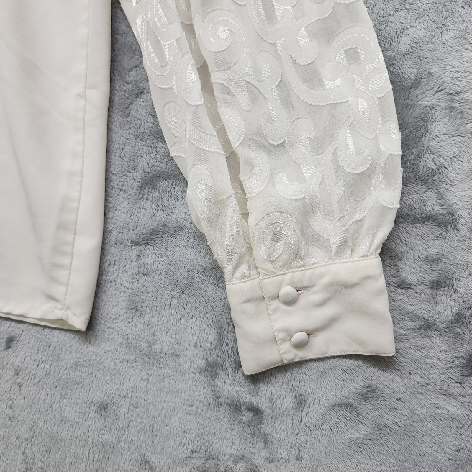 Vintage Ilyssa Maxx Chiffon Caped Button Front Blouse Size 16 Ivory Cottagecore