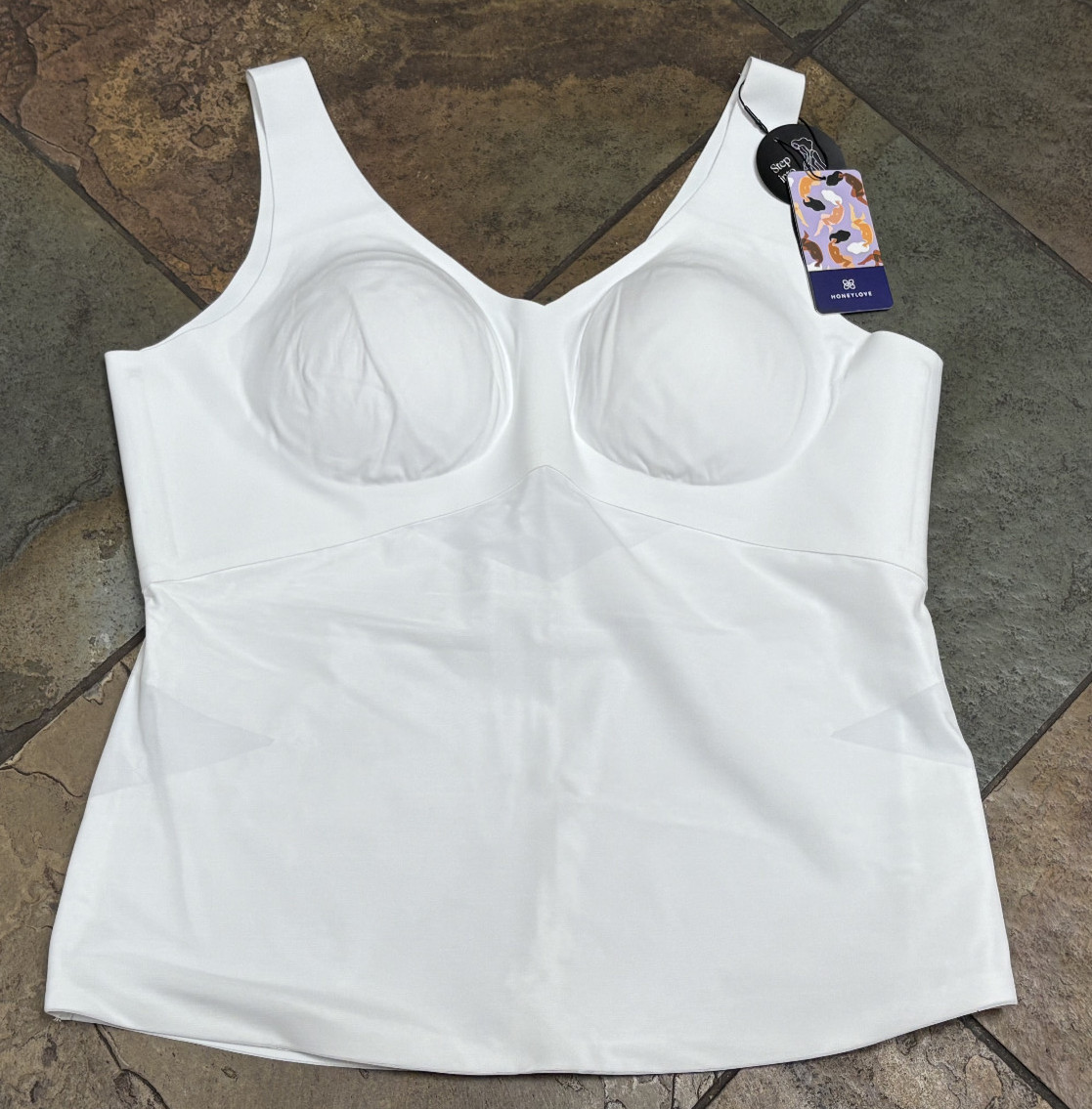 HONEYLOVE 3X White LiftWear Tank Top Shaping Cami with Pads Included NWT #425