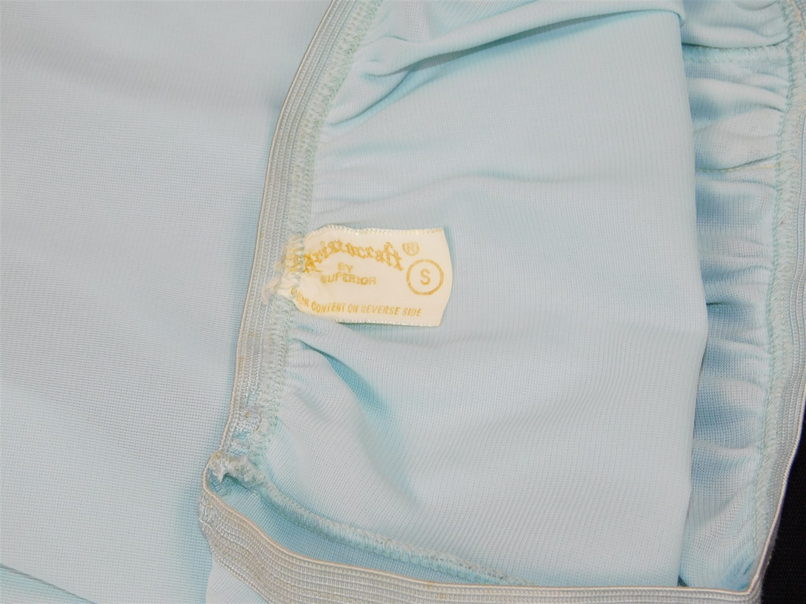 Vtg 1960s Blue Nylon Slip Embroidery Accents & Lace Hem Small Aristocraft
