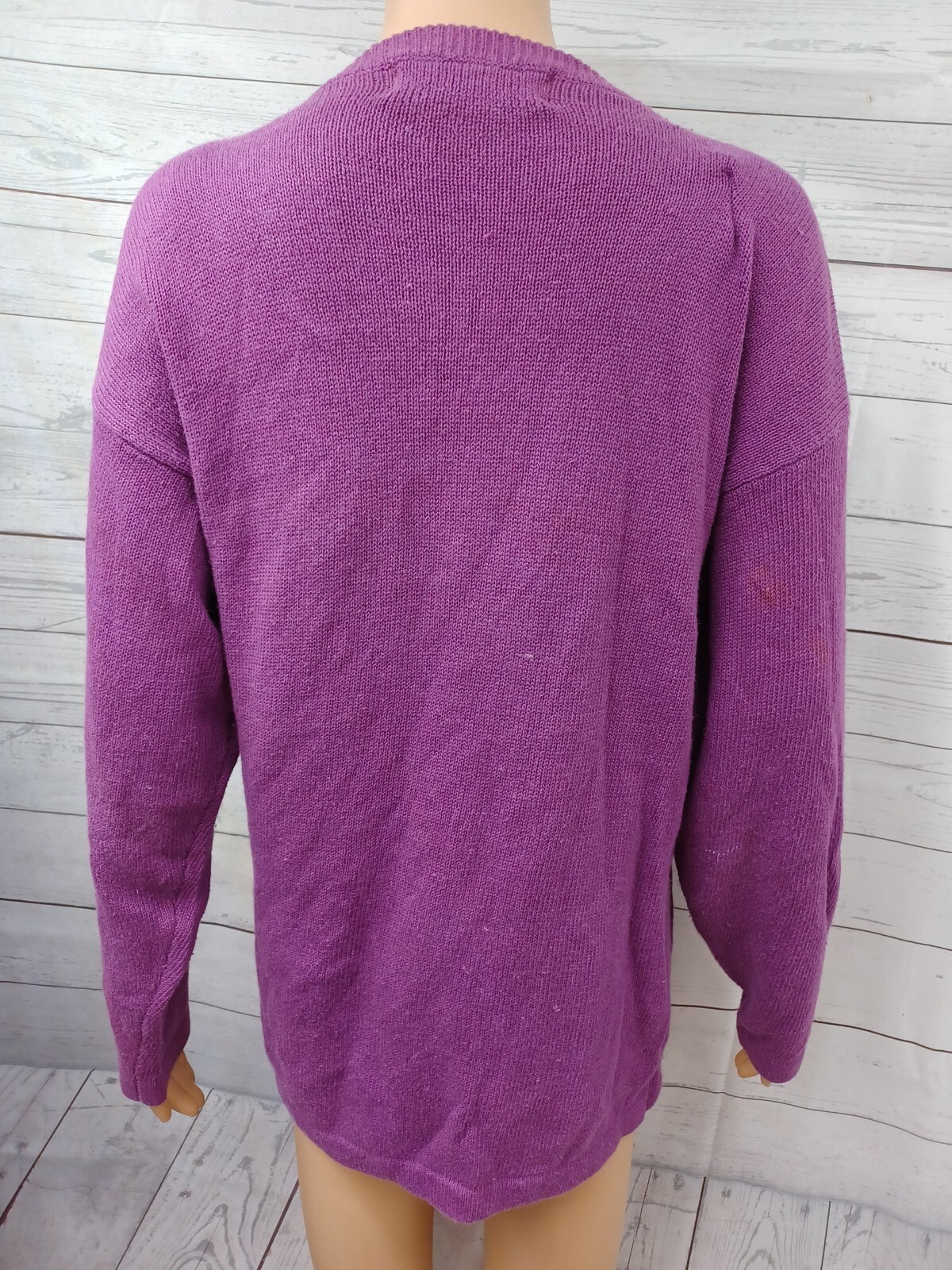 Vtg Victoria Harbour Purple Beaded Gold Sweater Embellished Size M