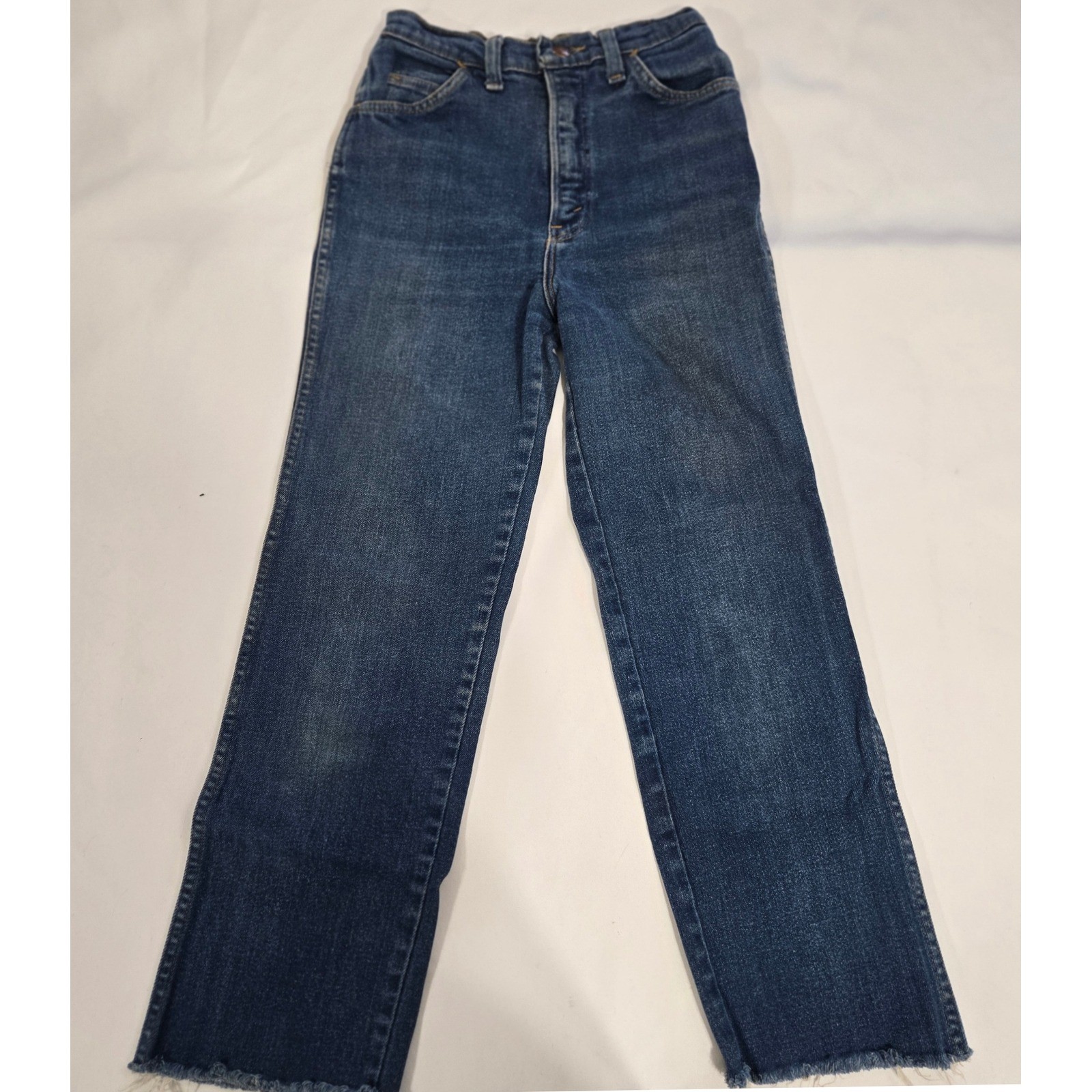 1980s Vintage Dee Cee High Waist Jeans Frayed Hem Straight Leg Denim Retro 00