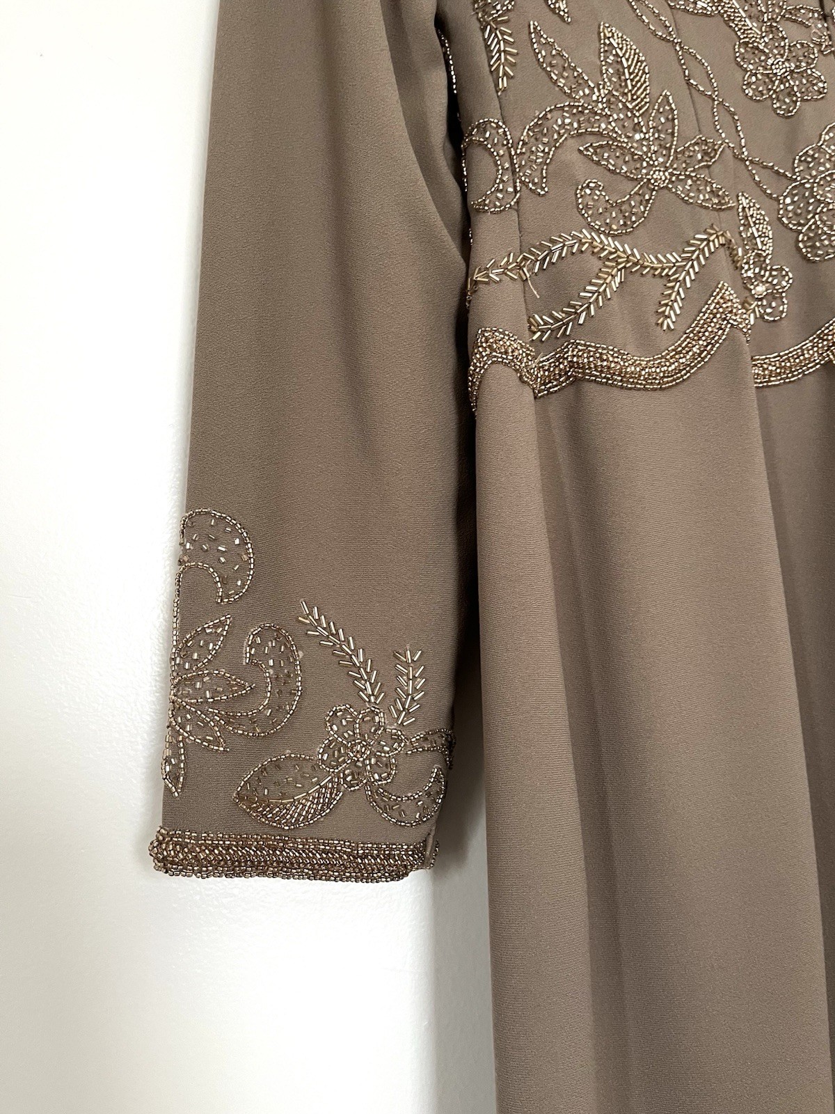 Vintage Taupe Mother Of The Bride Evening Gown Beaded