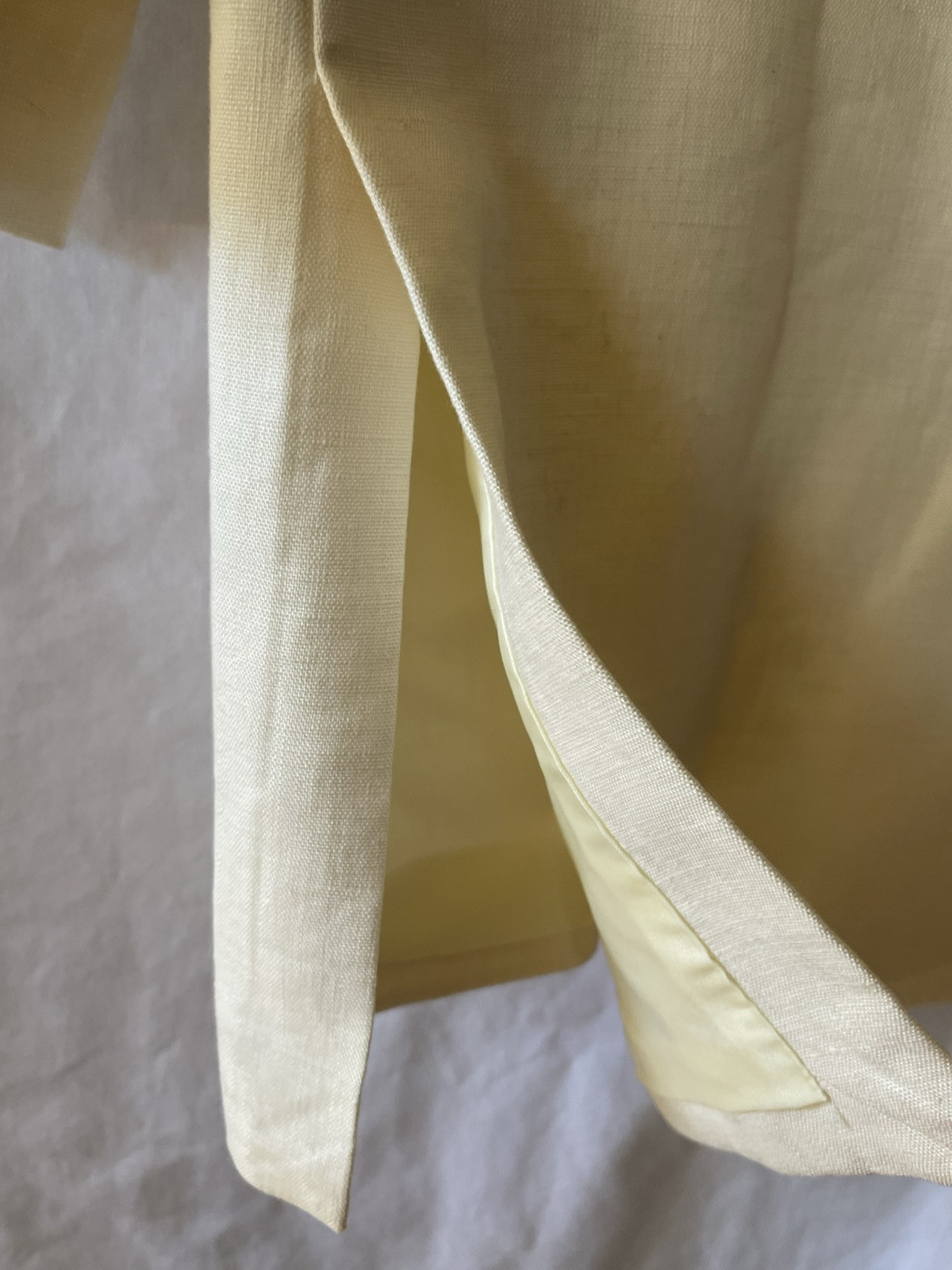 Vintage VALERIE STEVENS Pure Linen, 12, Cream Long Blazer Mandarin Collar NWT