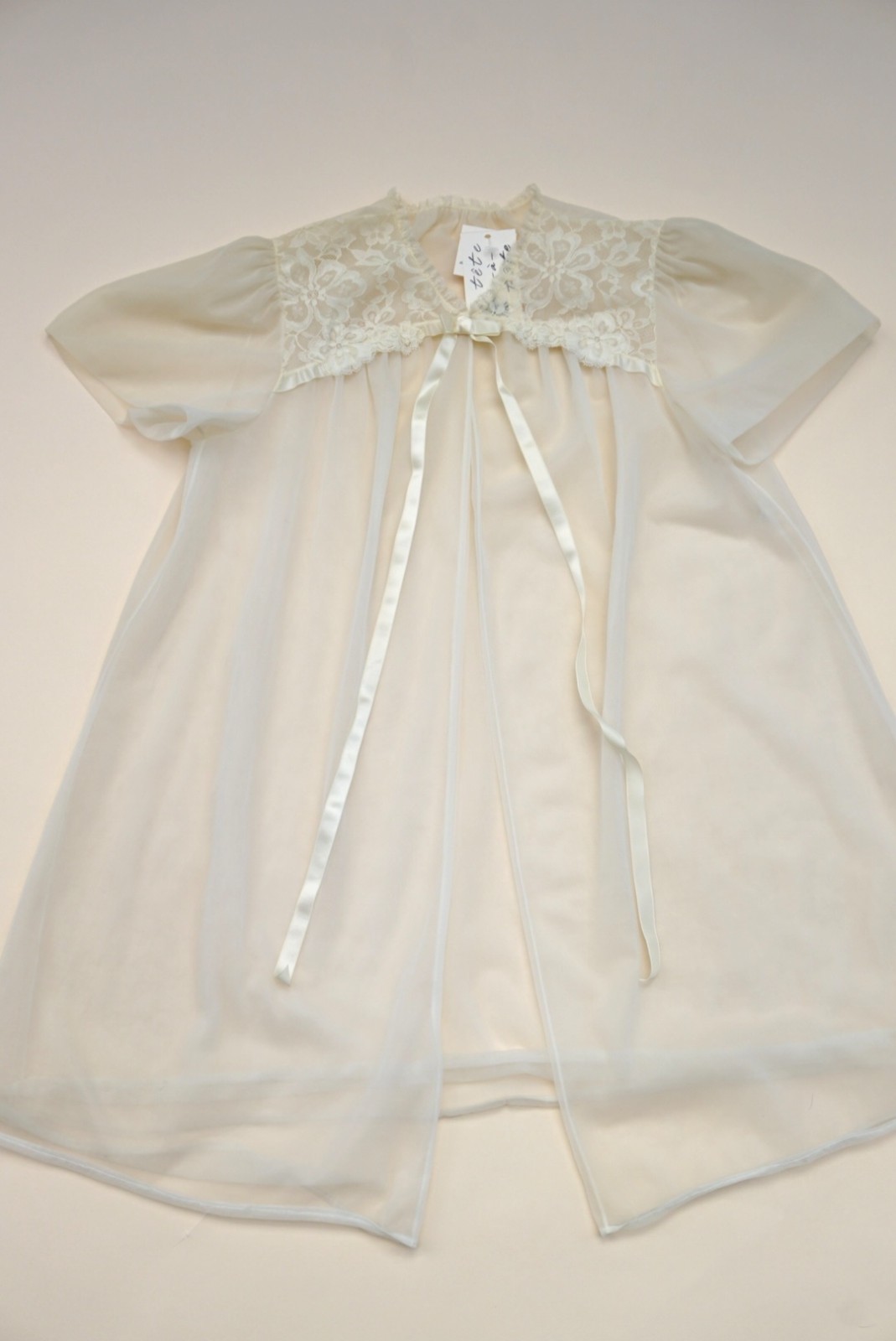 VTG 50’s Vanity Fair Babydoll Peignoir Nightgown Sheer Lace Nylon – Size 32