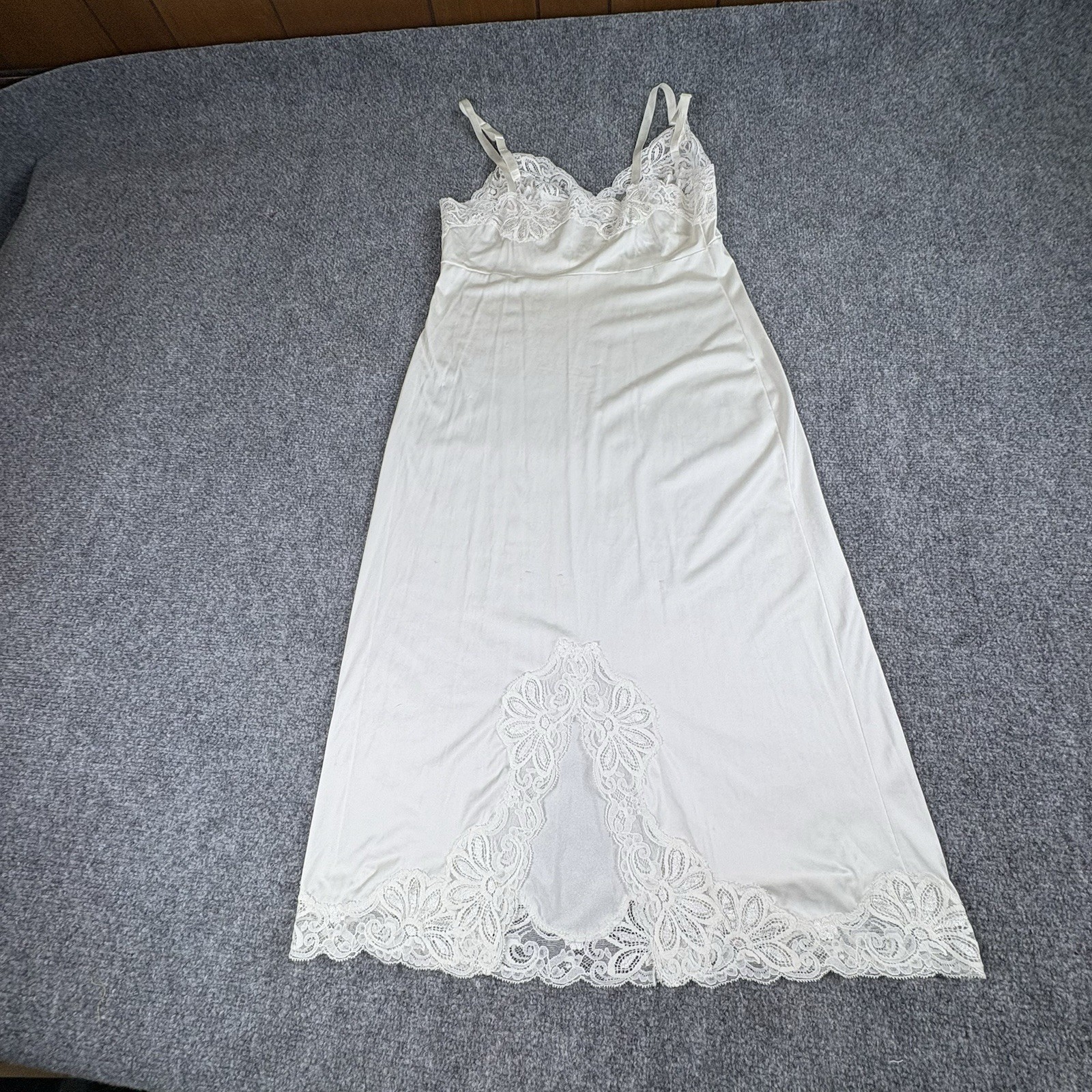VTG 90s Shadowline Slip Dress Women 34 MS White Coquette Romantic Regency Y2K