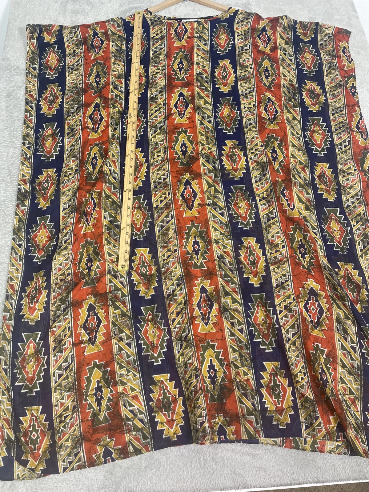 Vintage Ruth Norman Neiman Marcus Caftan Women’s One Size Aztec Red Gold Lounge