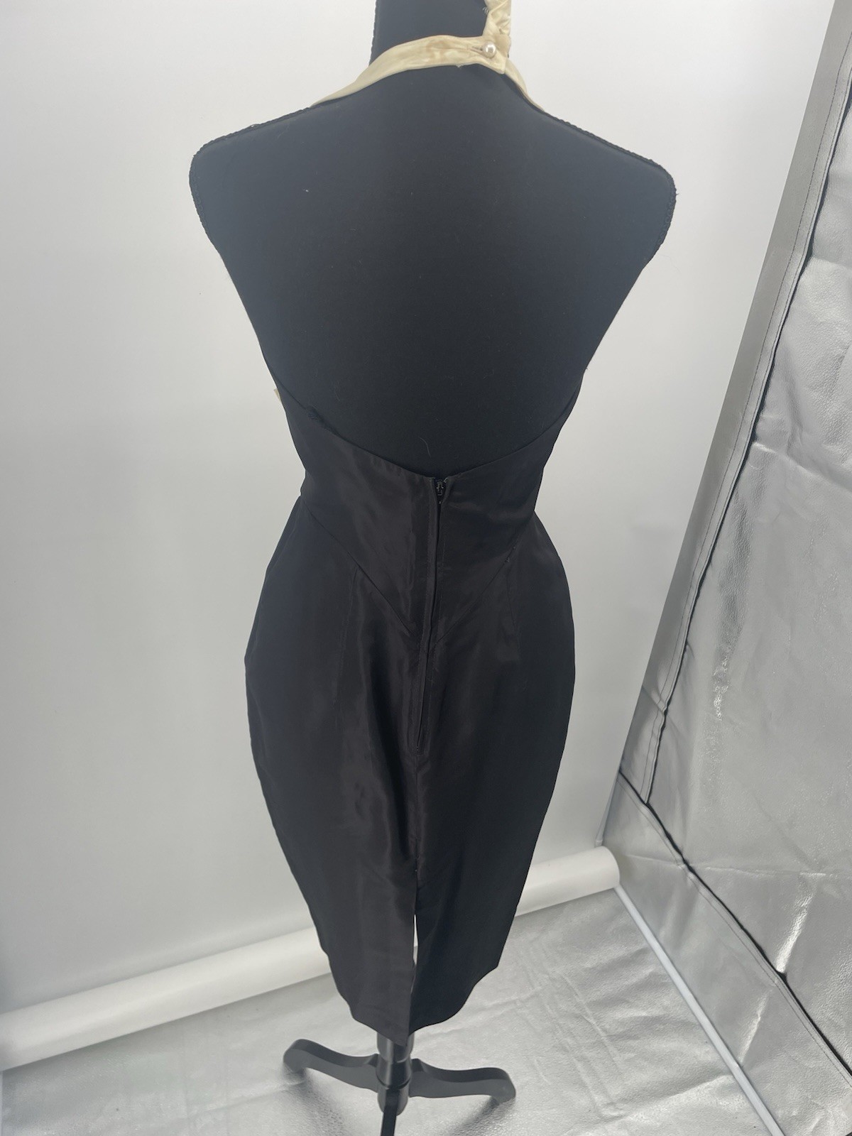VTG Climax David Howard KAREN OKADA Dress Black Cream 80s Whimsygoth Vamp 8 S