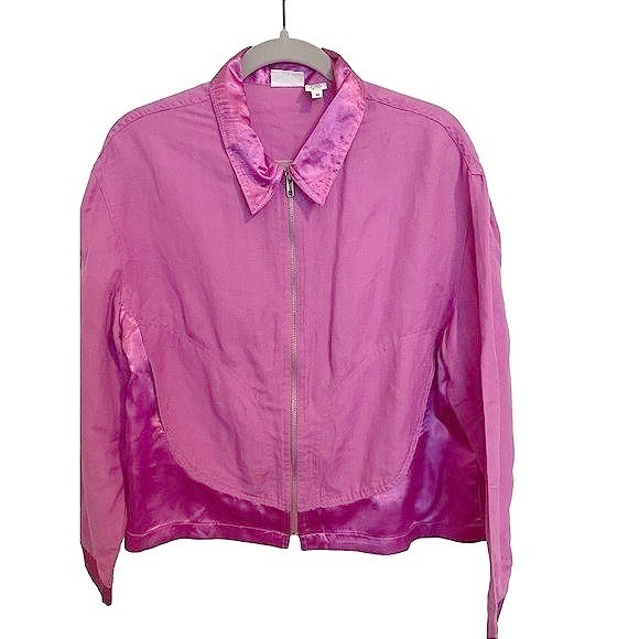 Vtg Newport News silk Linen Jacket Medium Pink Fuchsia light weight Flowy
