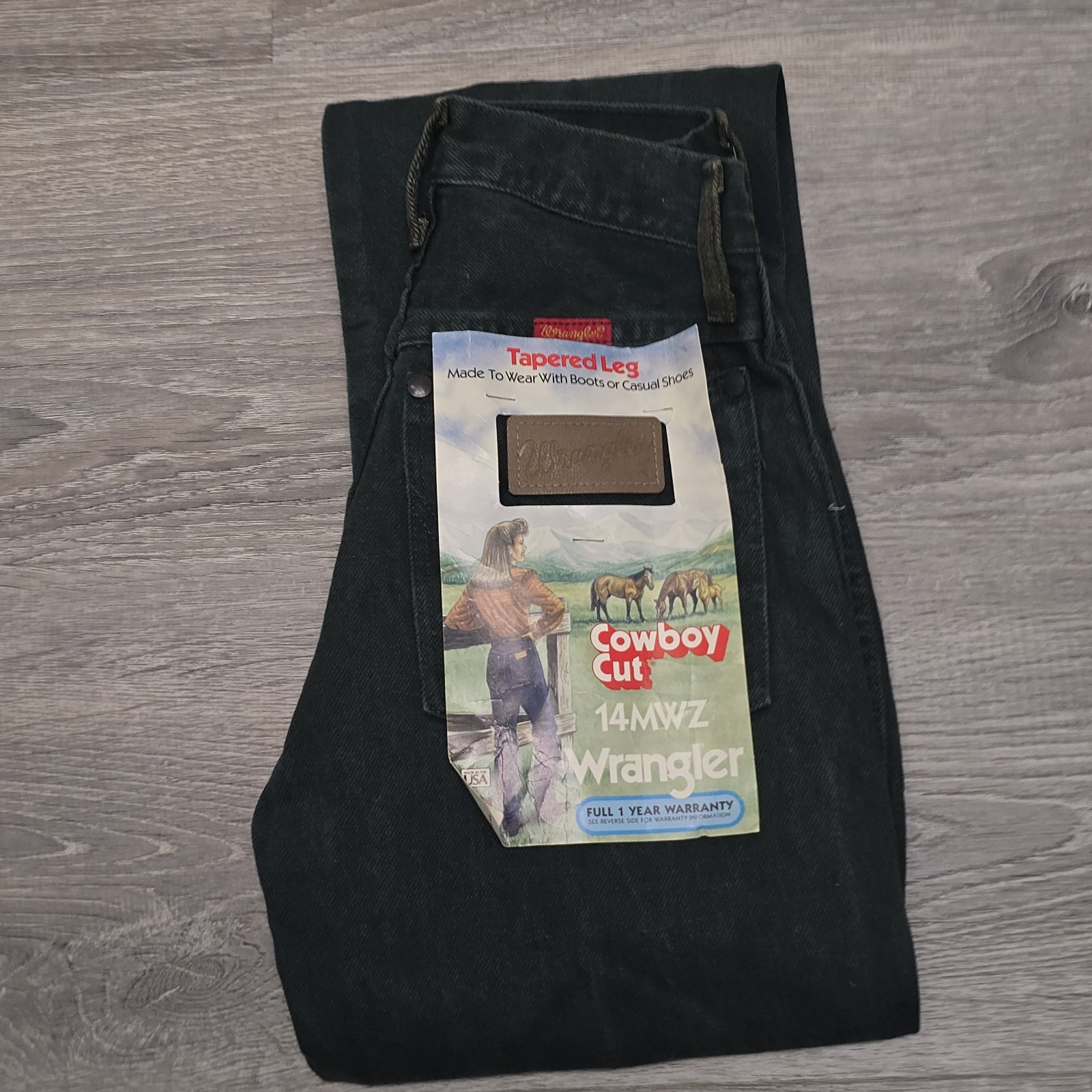 Vintage Wrangler Cowboy Cut 14MWZ Red Tag Jeans Women 0x34 Green USA Made NWT