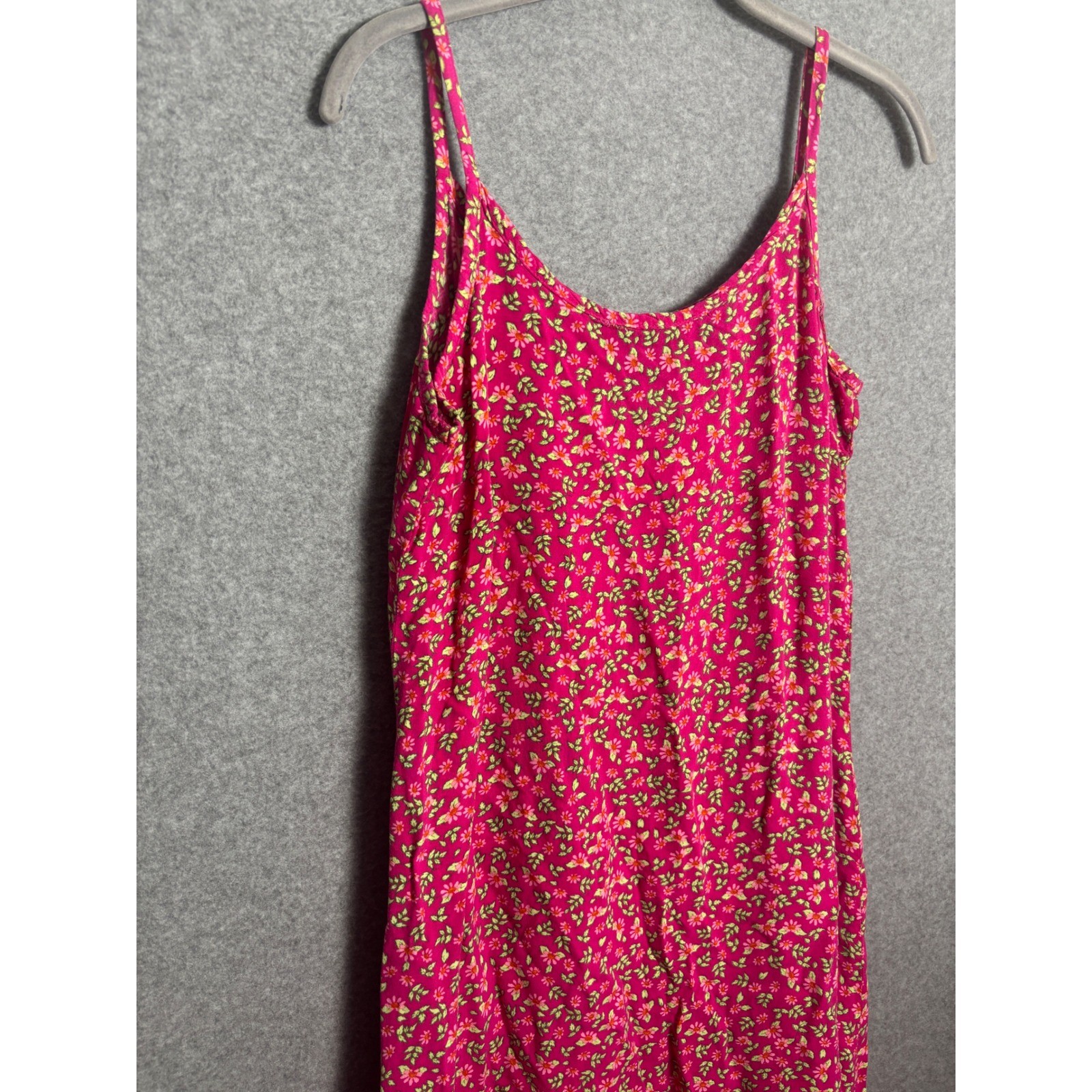 Vintage Schemes Floral Rayon Slip Dress Women M Pink Sleeveless Midi Y2K Cottage
