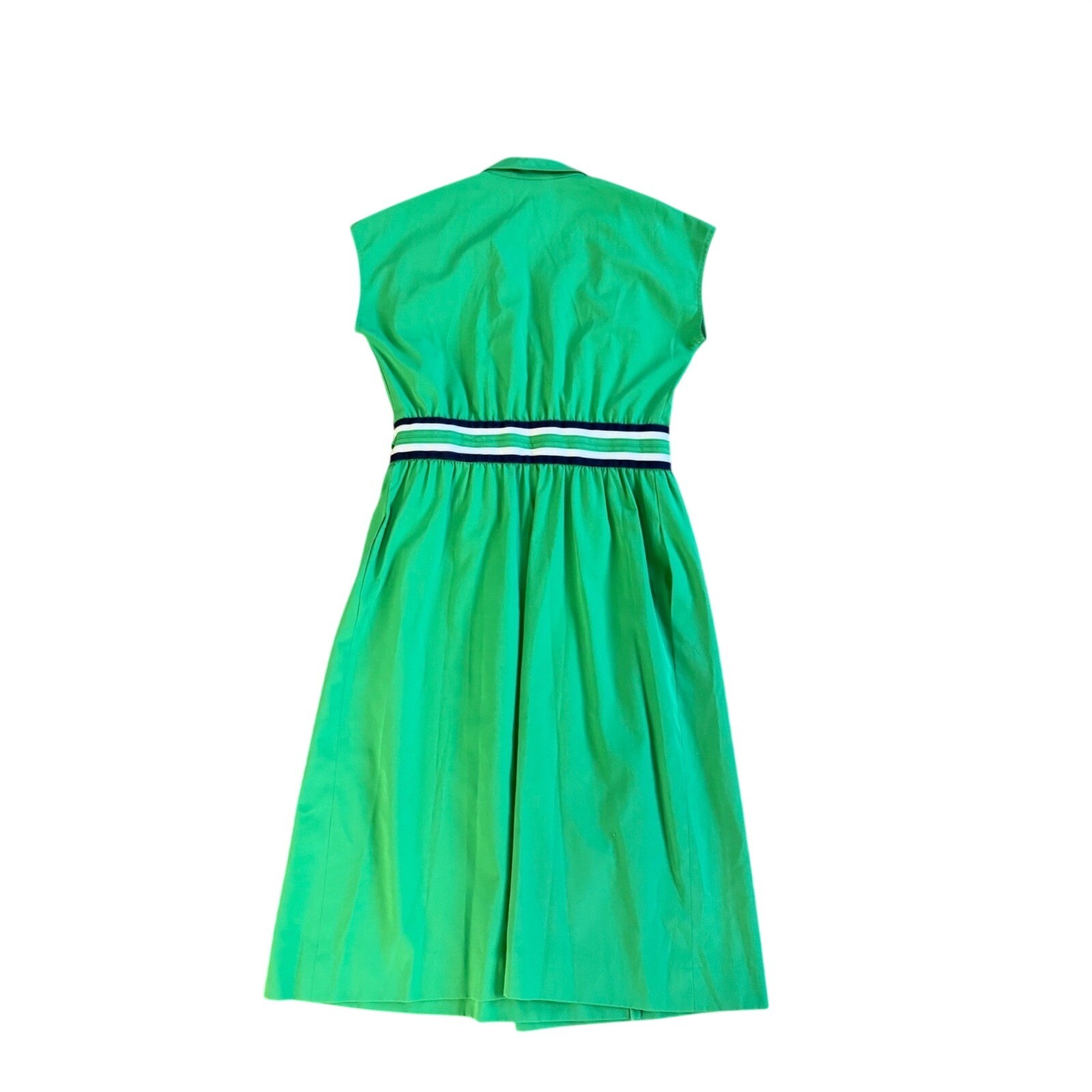 Vintage DW3 Fashions Wrap Dress Women Large Kelly Green Striped Waist ILGWU USA