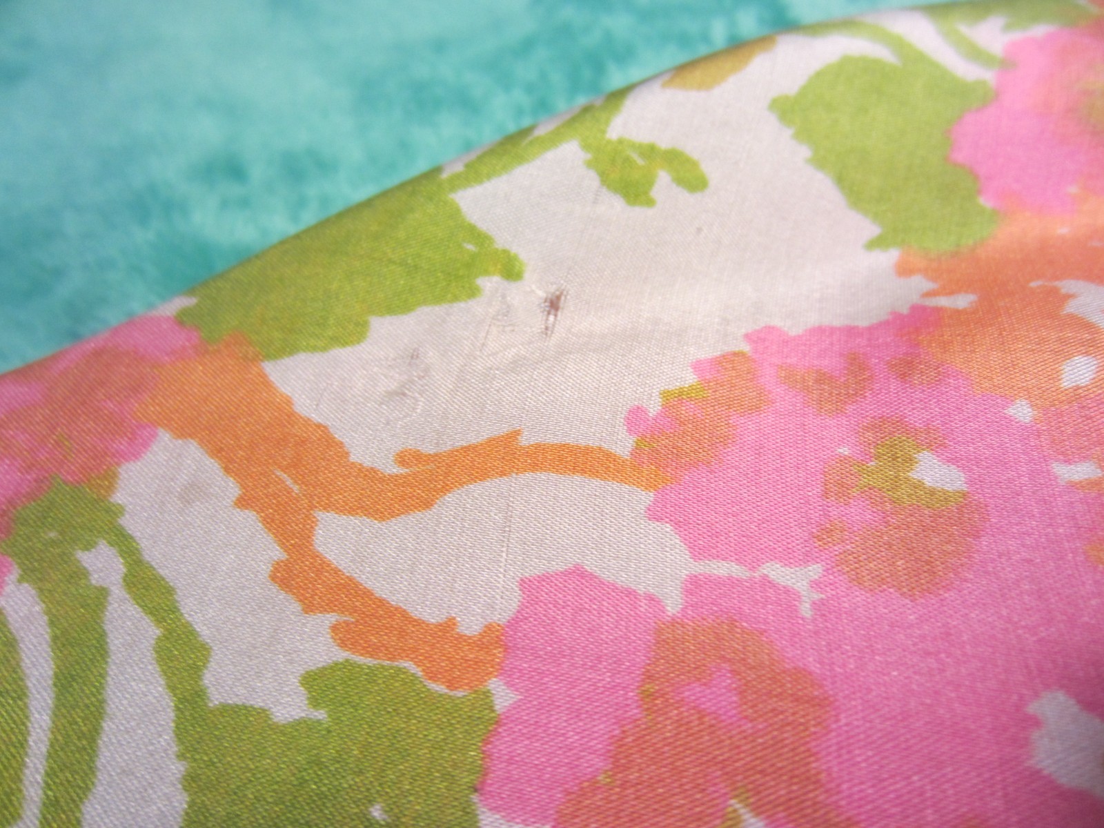 Vintage~Hand Sewn Silk Dress/Belt~60’s Era~Pink/Orange/Olive/Cream~Form Fitting