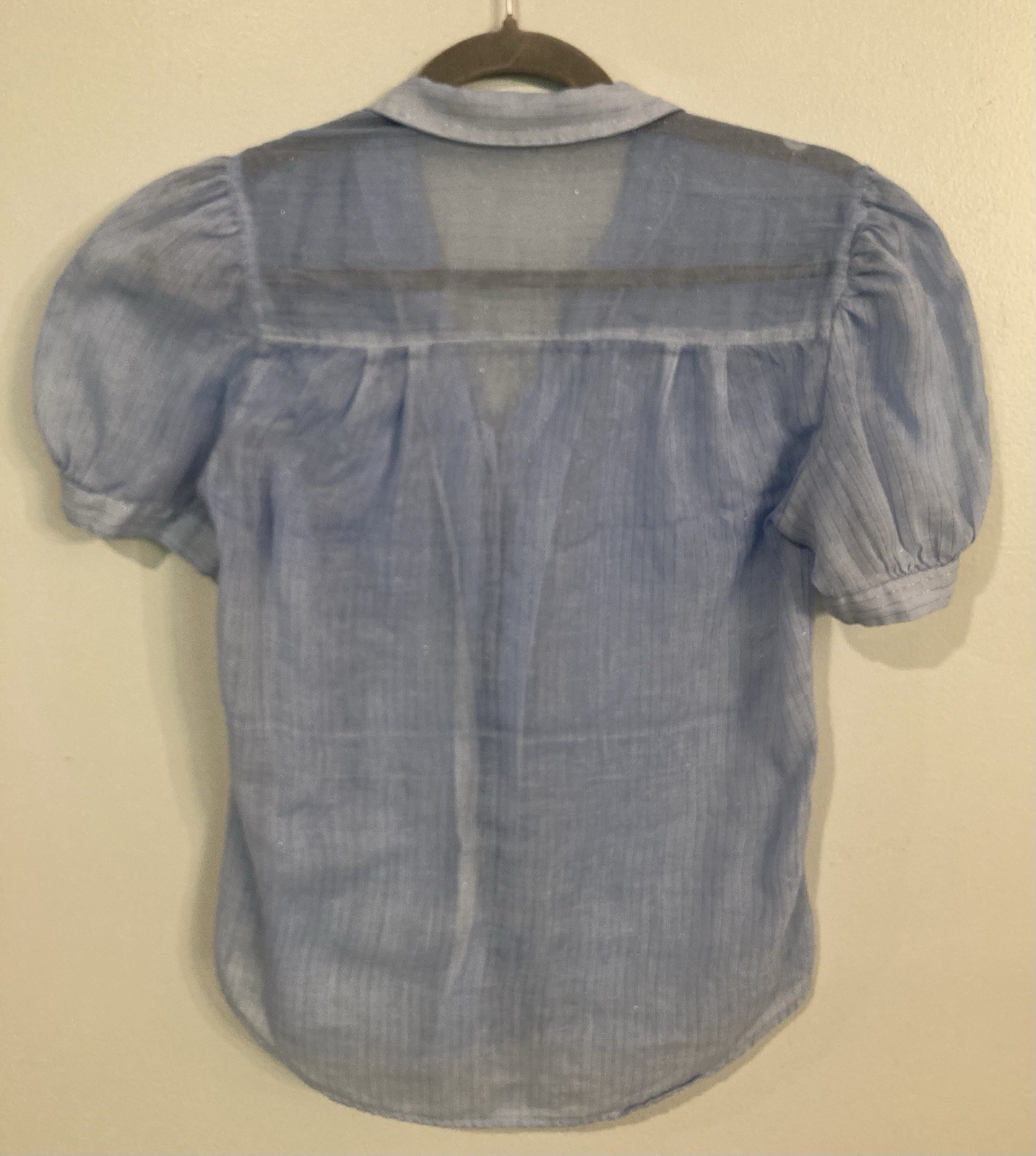 Vintage 70’s Women’s Foxmoor Vertically Striped Blue Button Down Blouse/Top Sml