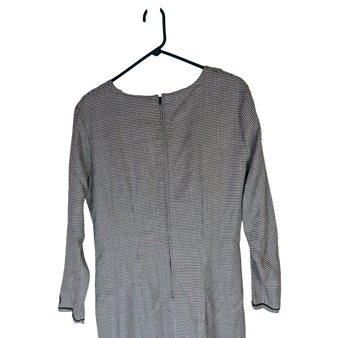 Misty Lane Dress Womens 12 Black White Houndstooth Long Sleeve Vintage