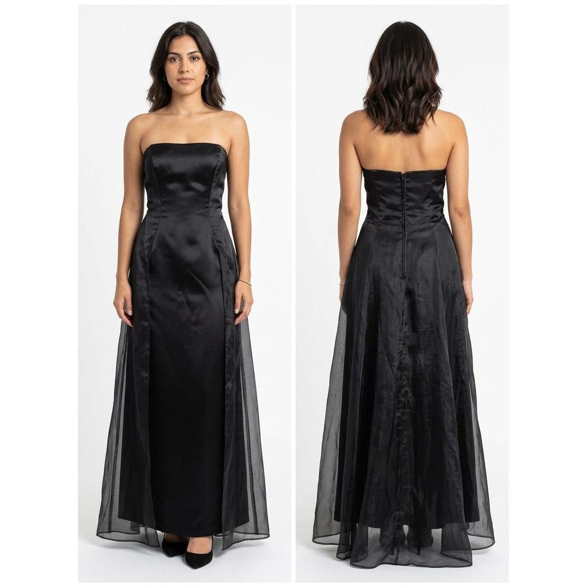 Vintage Niki Livas Made in USA Organza Gown Dress Women See Measurements