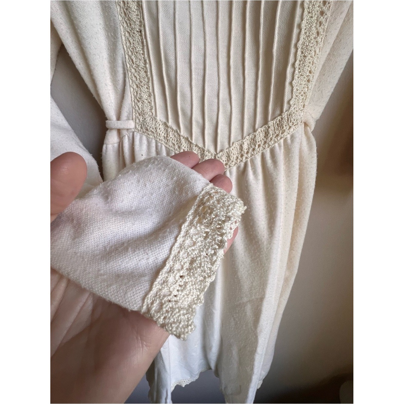 VTG TRIVIA by Charm of Hollywood Ivory Prairie Cottagecore Dress Lace 9/10 Boho