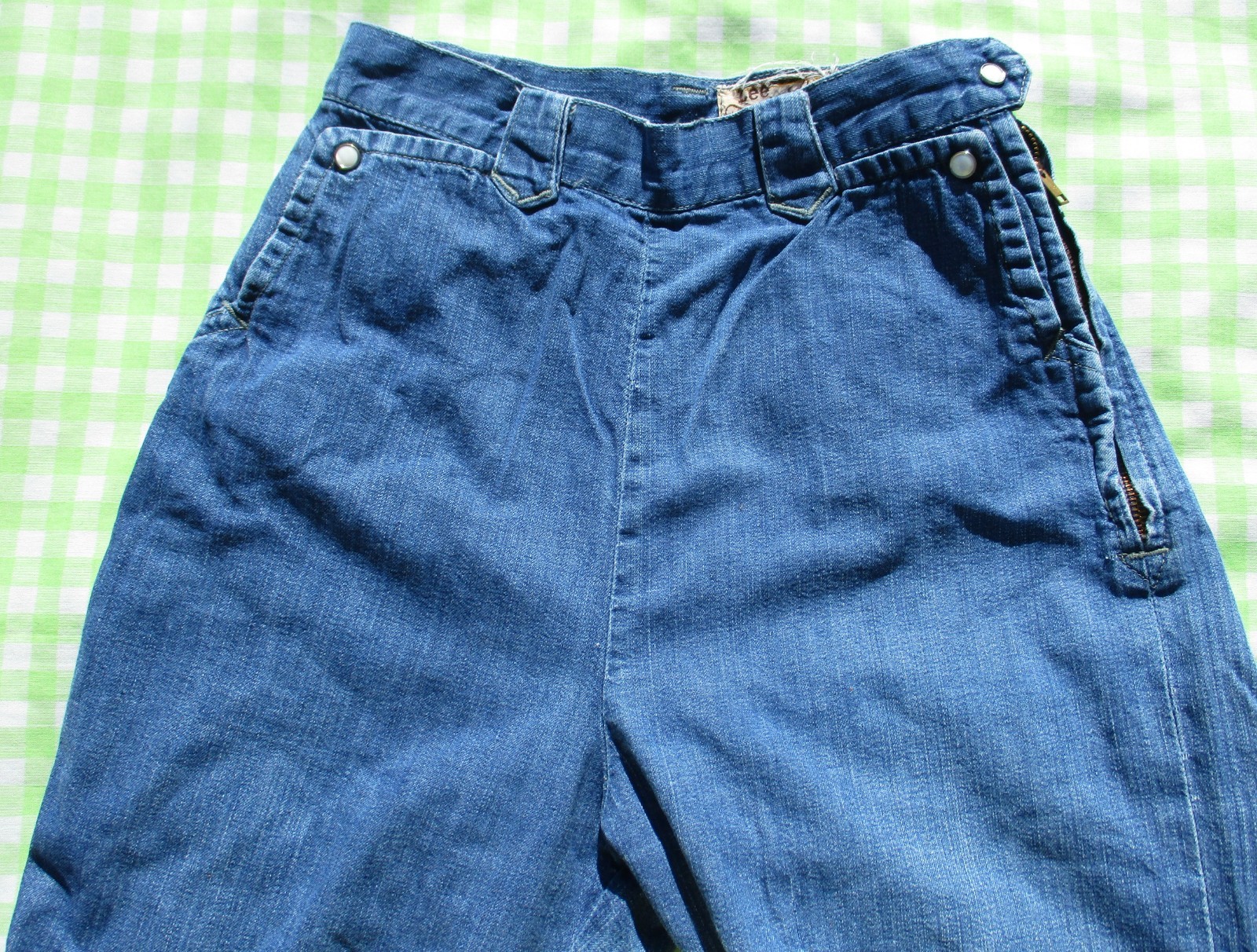 VTG 60s Lee Frontier Lady Pearl Snap Side Zip Denim Jeans 24 1/2 X 29 5/8