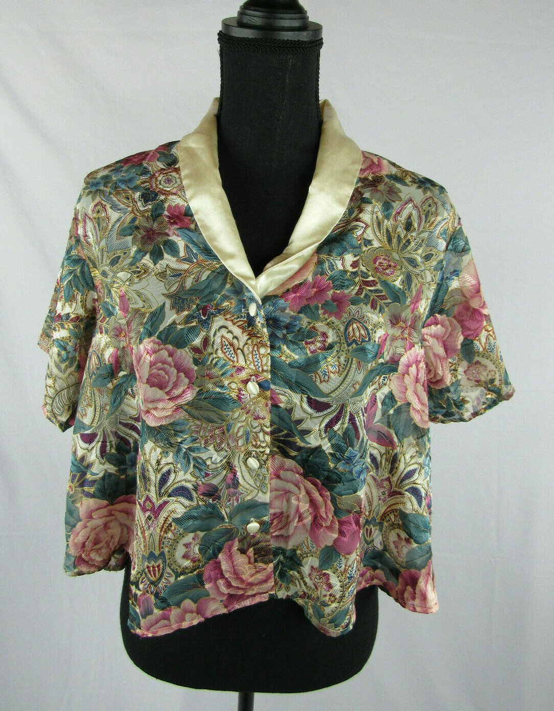 Victorias Secret Lingerie Sz S Gold Label Floral See Through Thru Blouse Vintage