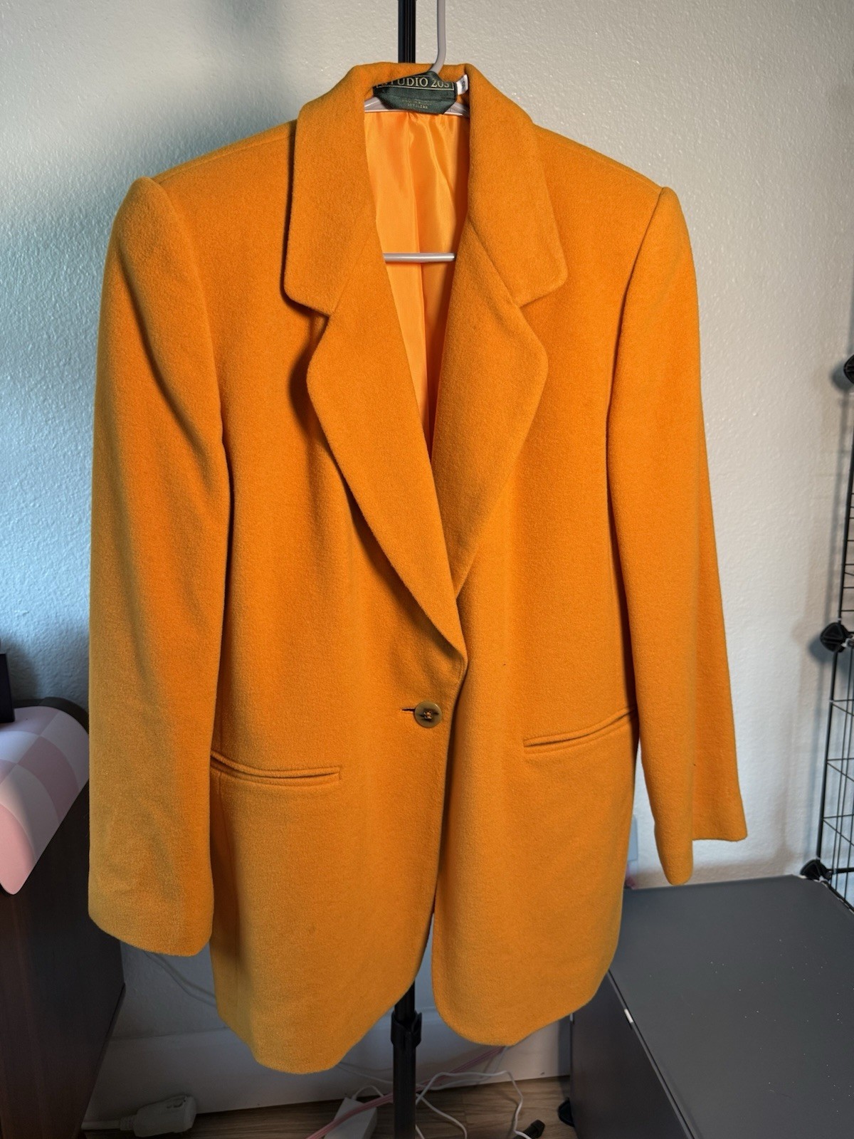 Vintage 90s Made n Russia Mustard Yellow Cashmere Wool Blazer Studio 205 Size 10