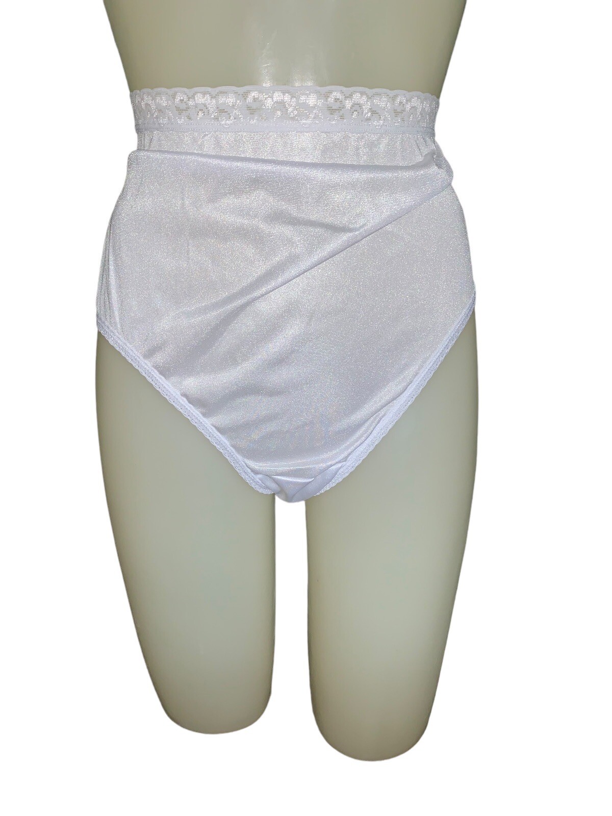 Vintage Nylon Panty JMS Gusset Sheer Sissy Panties Size 12 Shiny Glossy White