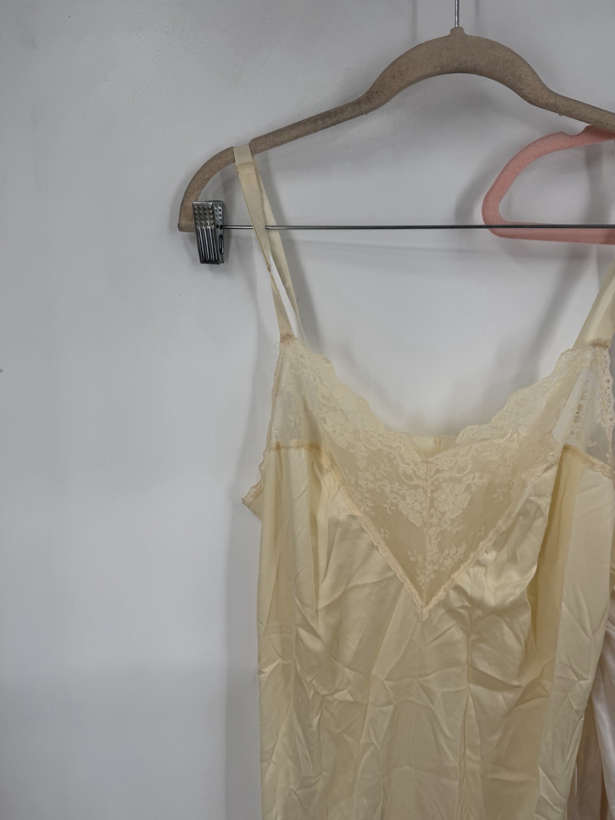 Set 2 Romantic Lace Trim Slip Dresses Women Size 40 Feminine Satin Lingerie