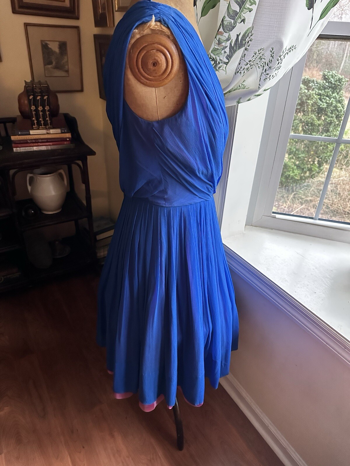 Lilli Diamond California VTG Blue Chiffon Party Prom Dress Womens Sz Small