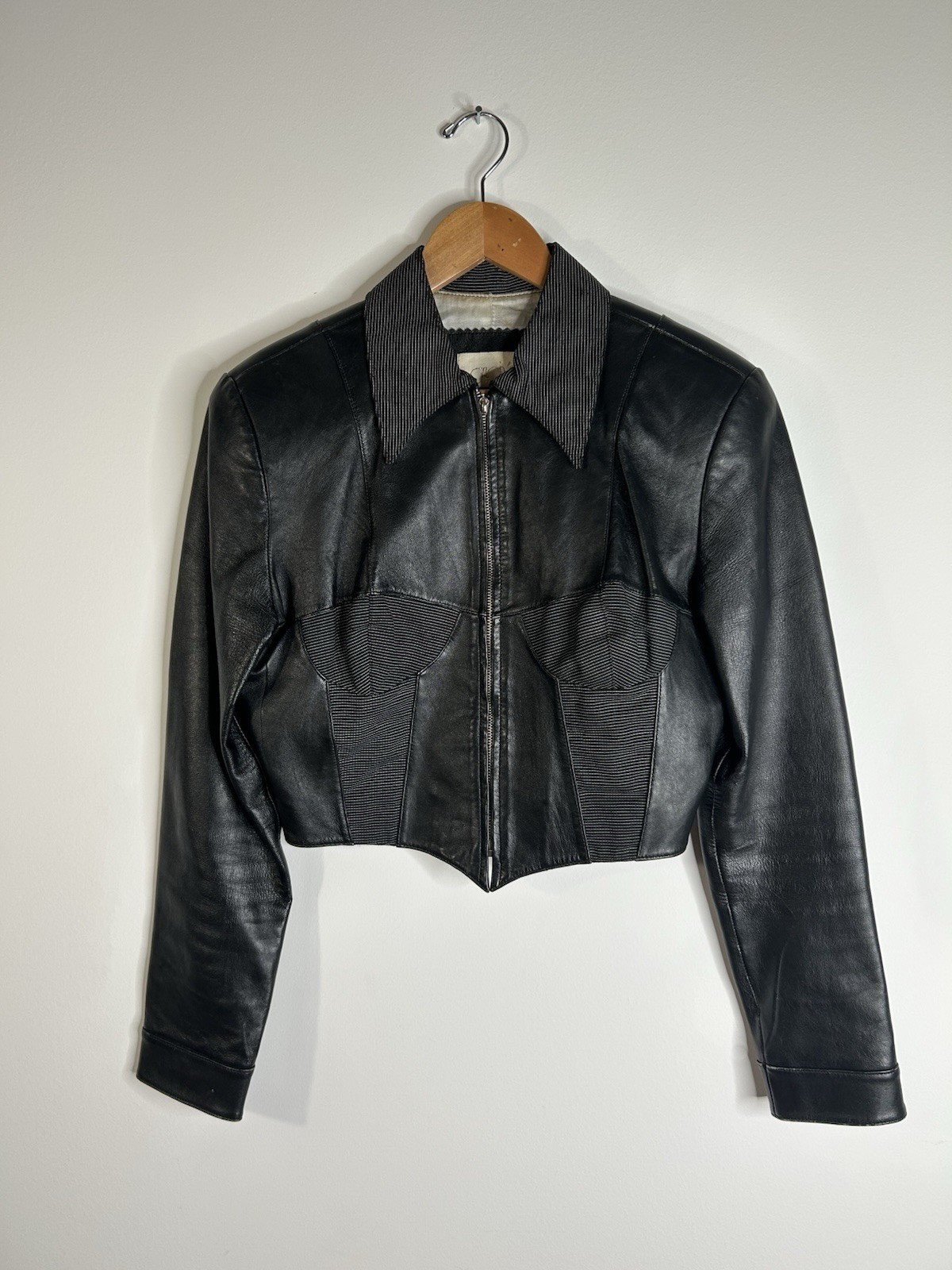 Vintage 1970’s Cache Jacket Women’s Black Leather Corset 1990’s