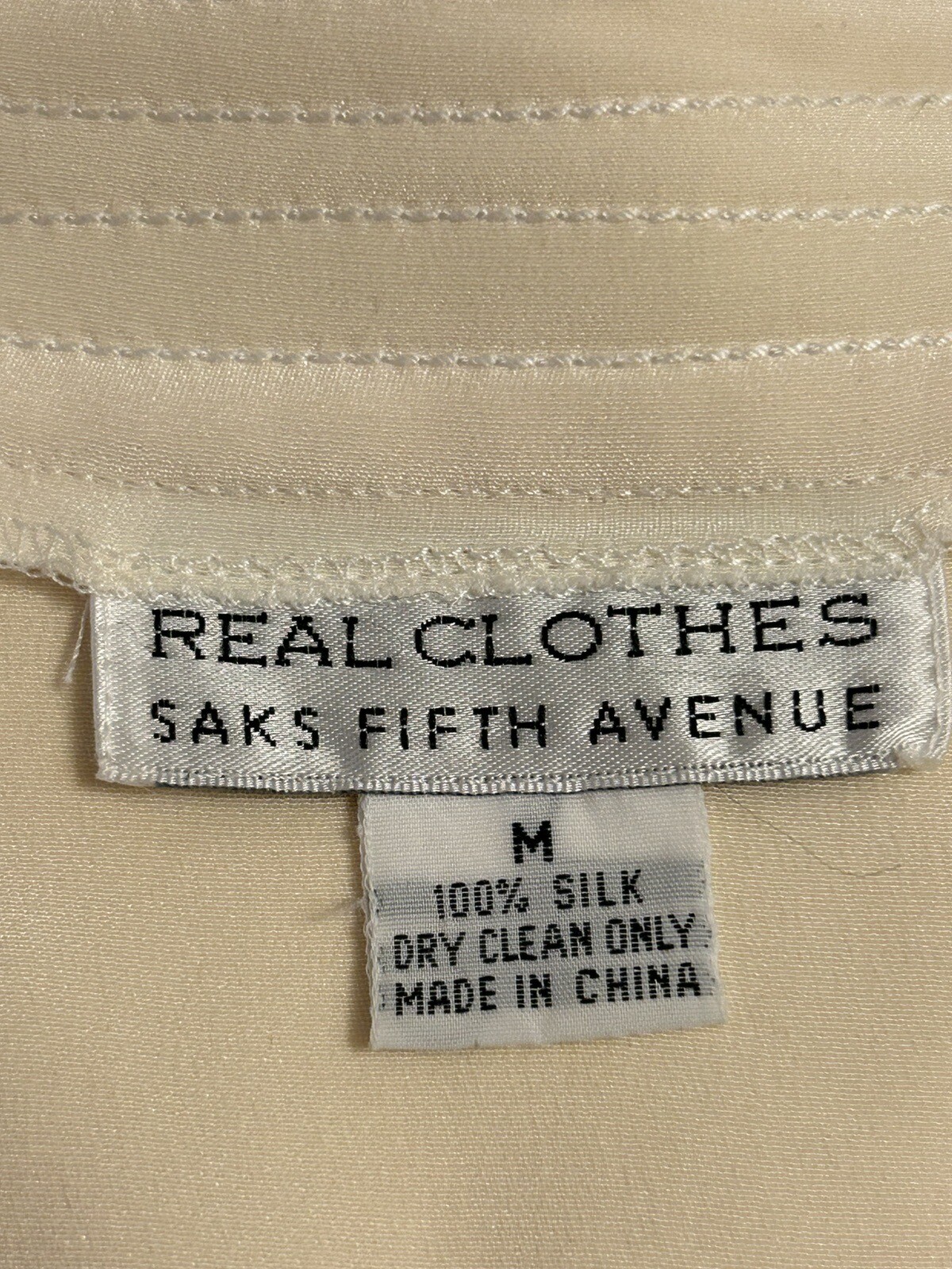Vtg 90’s NWT Saks Fifth Avenue Ivory 100% Silk Tunic Top Wm Md Real Clothes Line