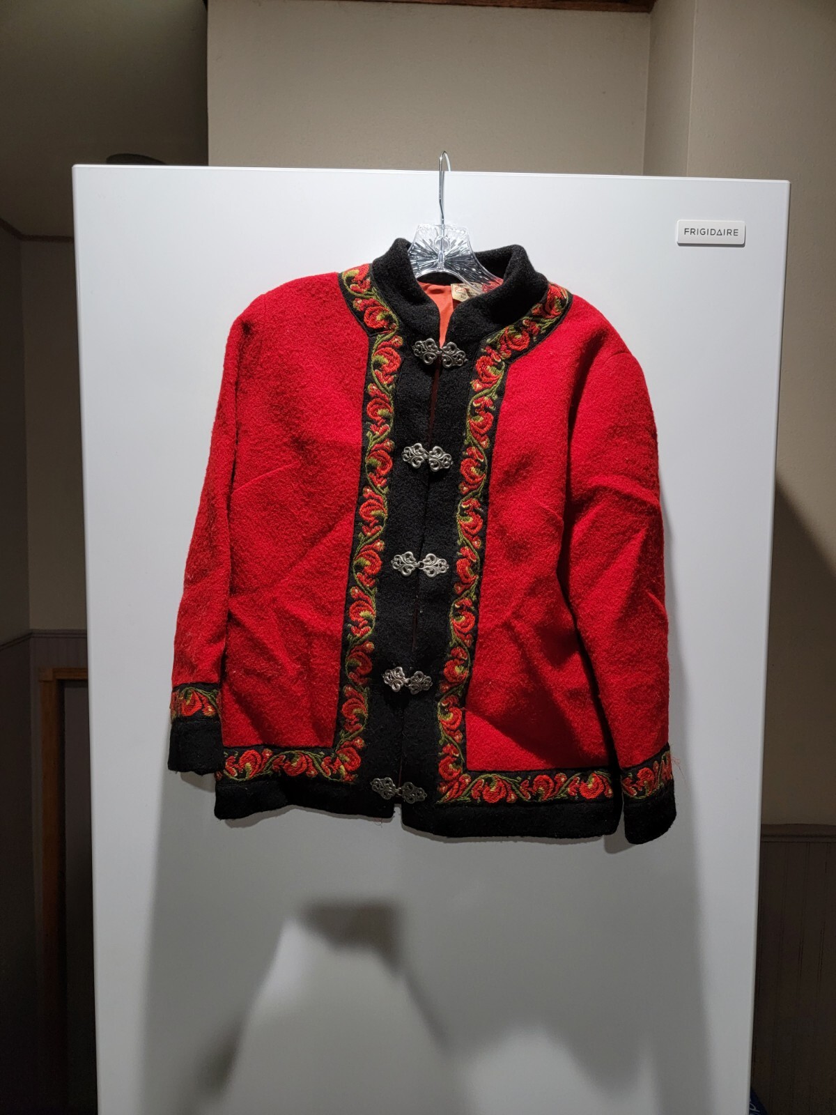 AA Vintage Firda Jacket Womens 40 Wool Norway Norwegian Clasps Evebofess red