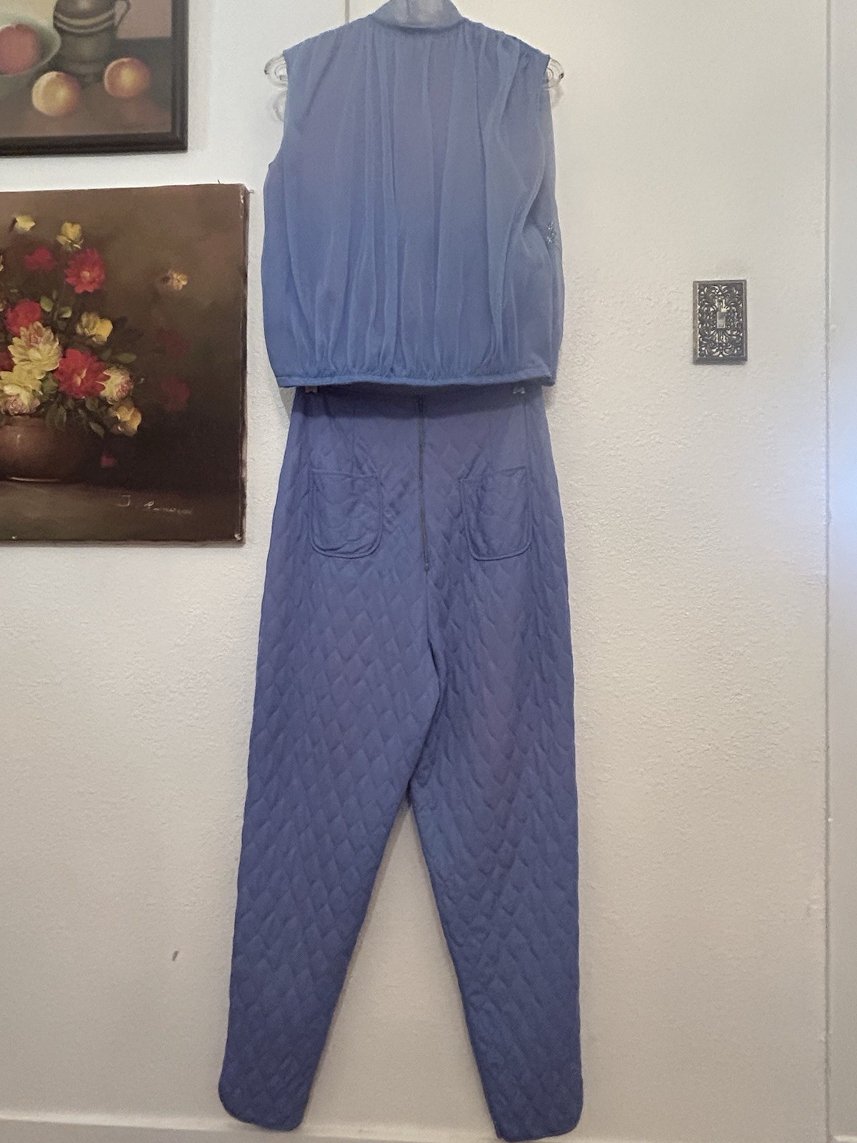 Vintage RARE Eyeful By Flaums Nylon/Sequin Top And Quilted Pants Lingerie Set Sm