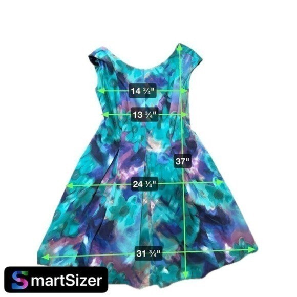 Vintage Eliza J Silk Fit Flare Dress Womens 6 Floral Pleated Indie Y2K Retro