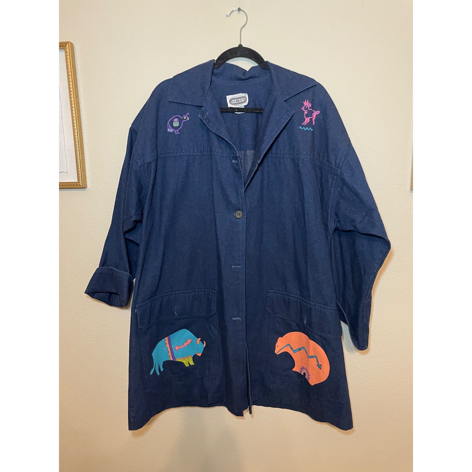 Vintage Art to Wear Kokopelli Native Inspired Eclectic Overshirt Statement Piece