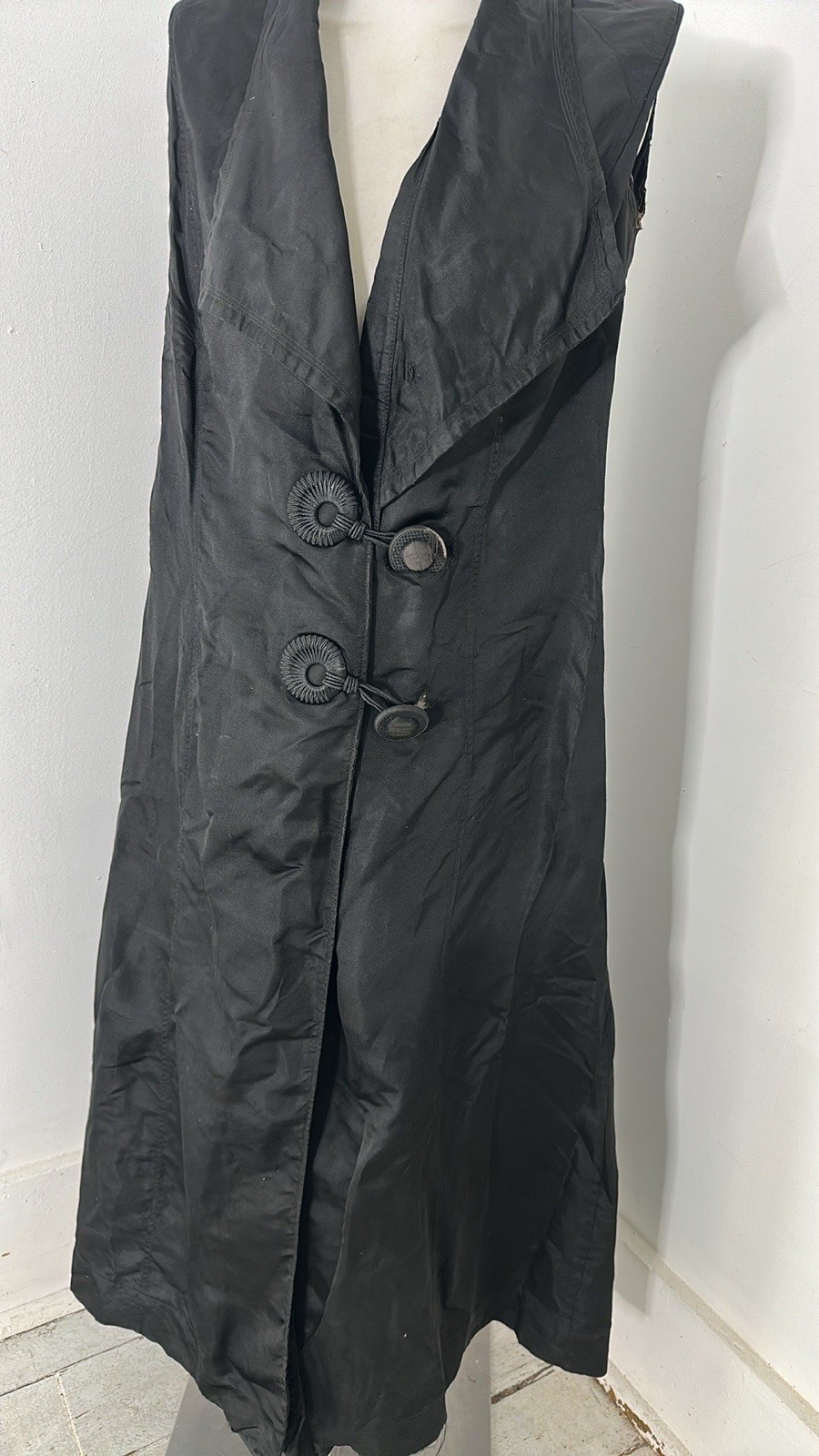 Antique Mourning Era Edwardian Black Duster Overcoat