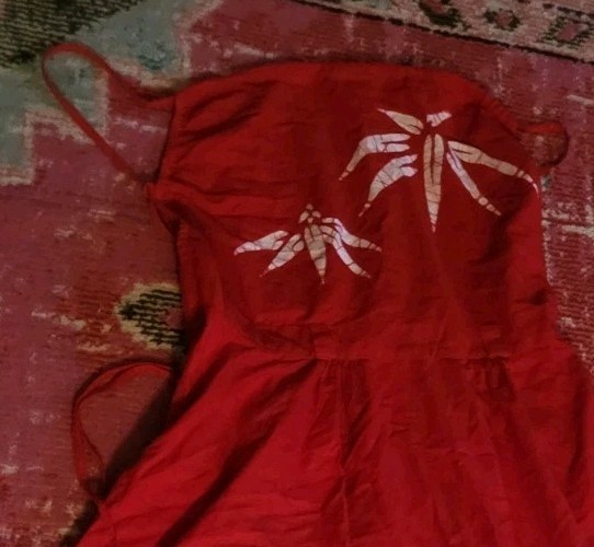 VTG NWT Red tropical summer dress Singapore Batik cruise vacation M womens chic