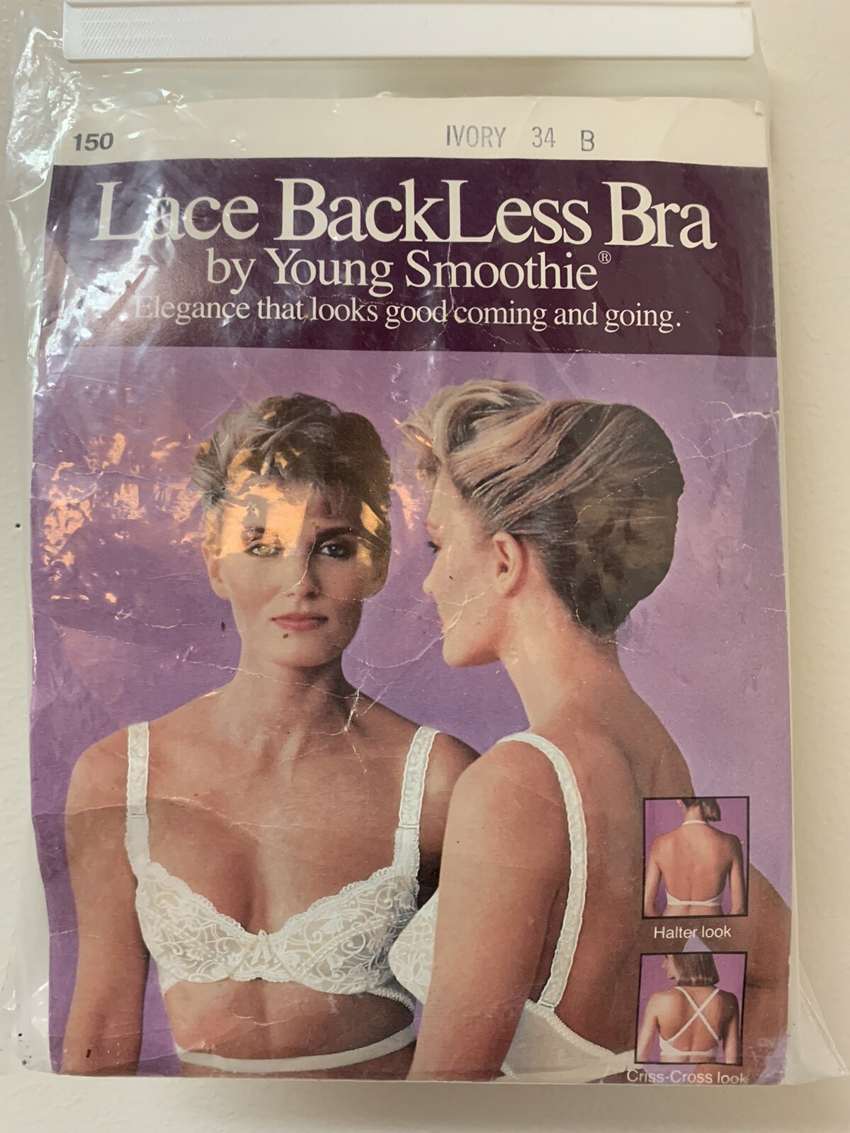Vintage Young Smoothie Lace Backless Bra Adjustable Size 34B Made in USA NEW NOS