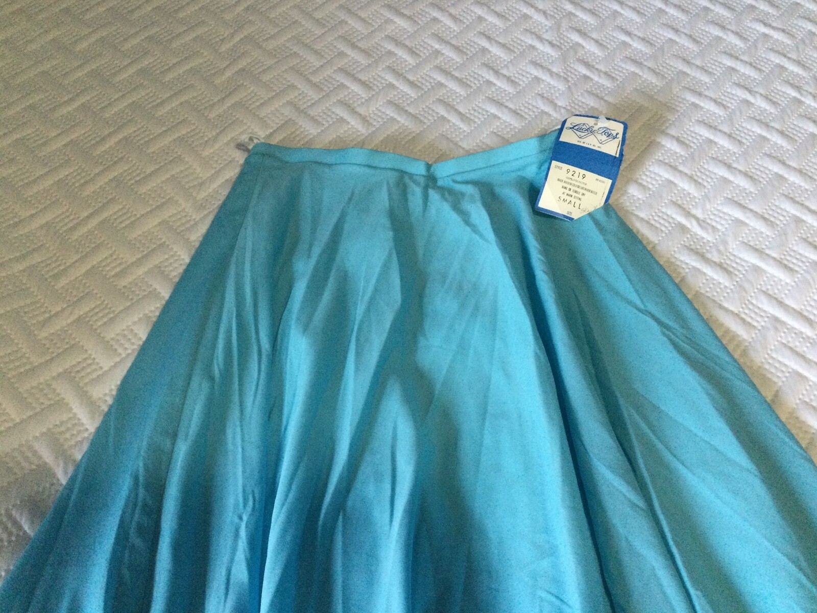 Vtg 70s LK Lucky Tops Knit Blue Flared Skirt Size Small
